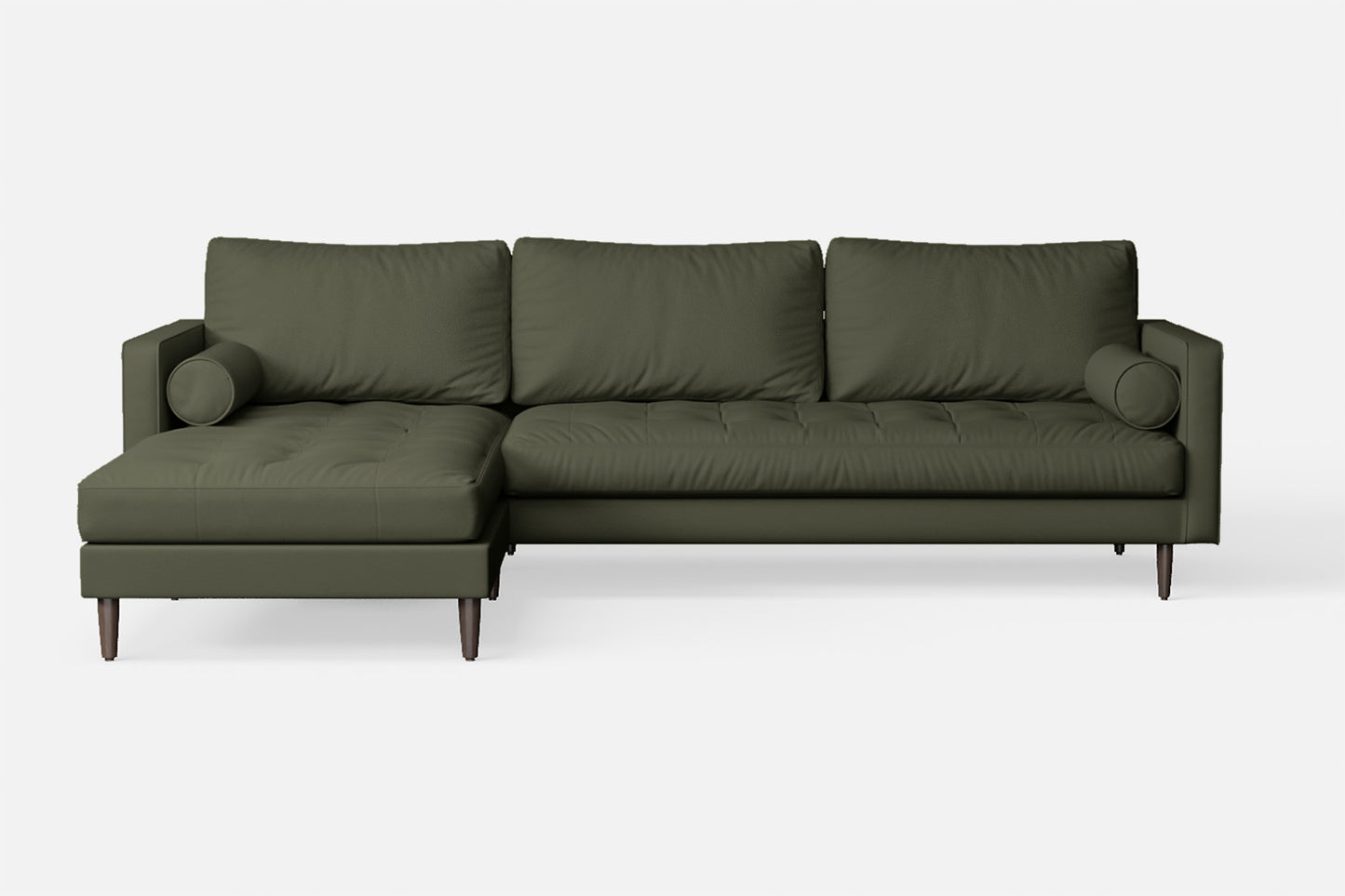 Gela 3 Seater Left Hand Facing Chaise Lounge Corner Sofa Sage Leather