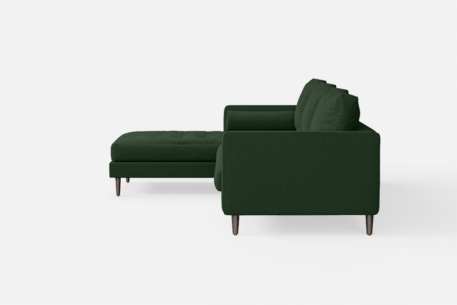 Gela 3 Seater Left Hand Facing Chaise Lounge Corner Sofa Forest Green Linen Fabric