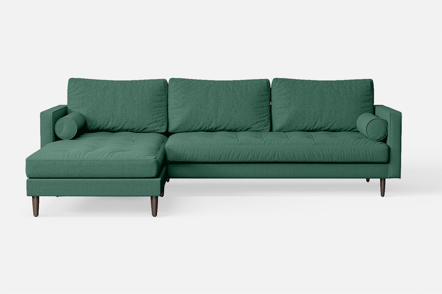 Gela 3 Seater Left Hand Facing Chaise Lounge Corner Sofa Mint Green Linen Fabric