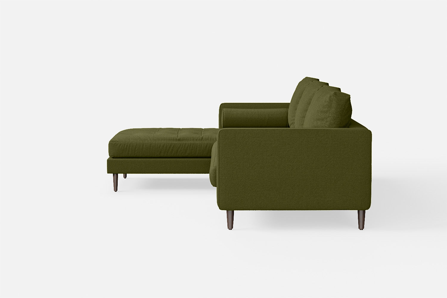 Gela 3 Seater Left Hand Facing Chaise Lounge Corner Sofa Olive Linen Fabric