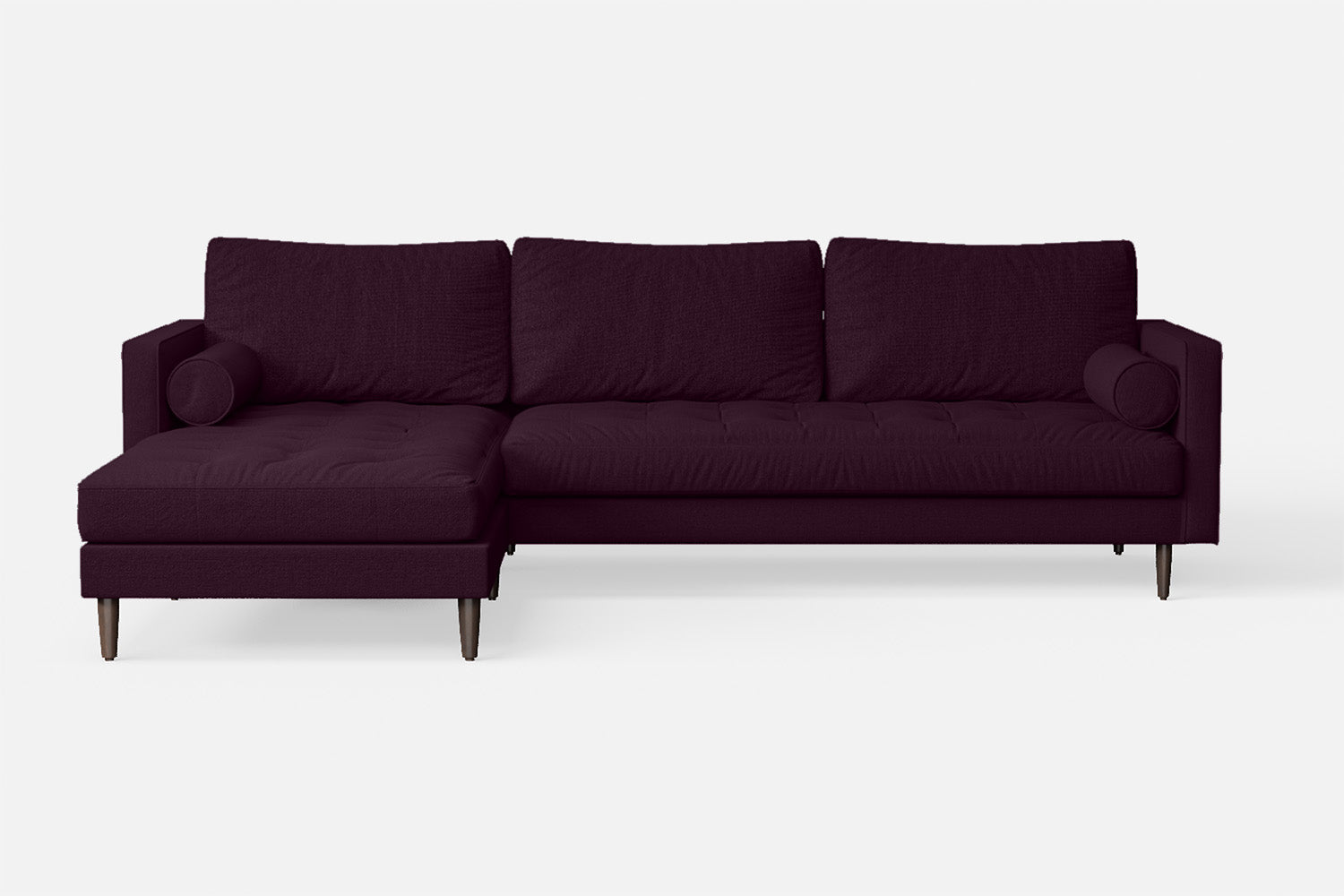 Gela 3 Seater Left Hand Facing Chaise Lounge Corner Sofa Purple Linen Fabric