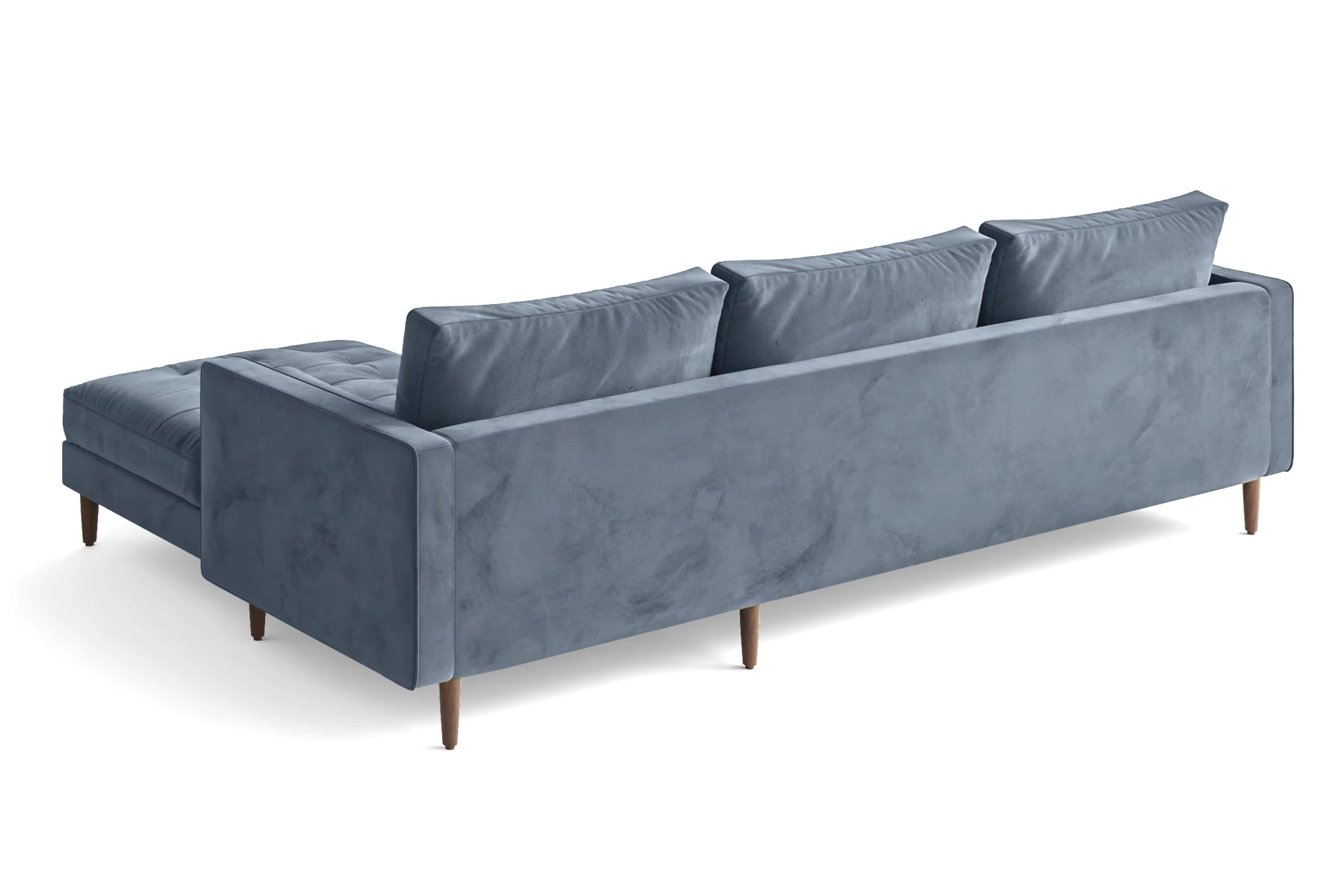 Gela 3 Seater Left Hand Facing Chaise Lounge Corner Sofa Baby Blue Velvet