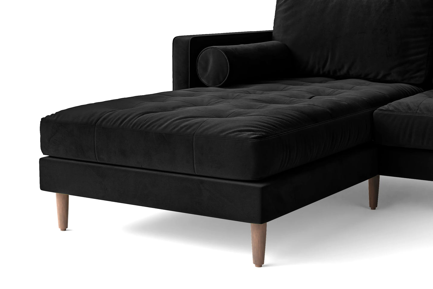 Gela 3 Seater Left Hand Facing Chaise Lounge Corner Sofa Black Velvet