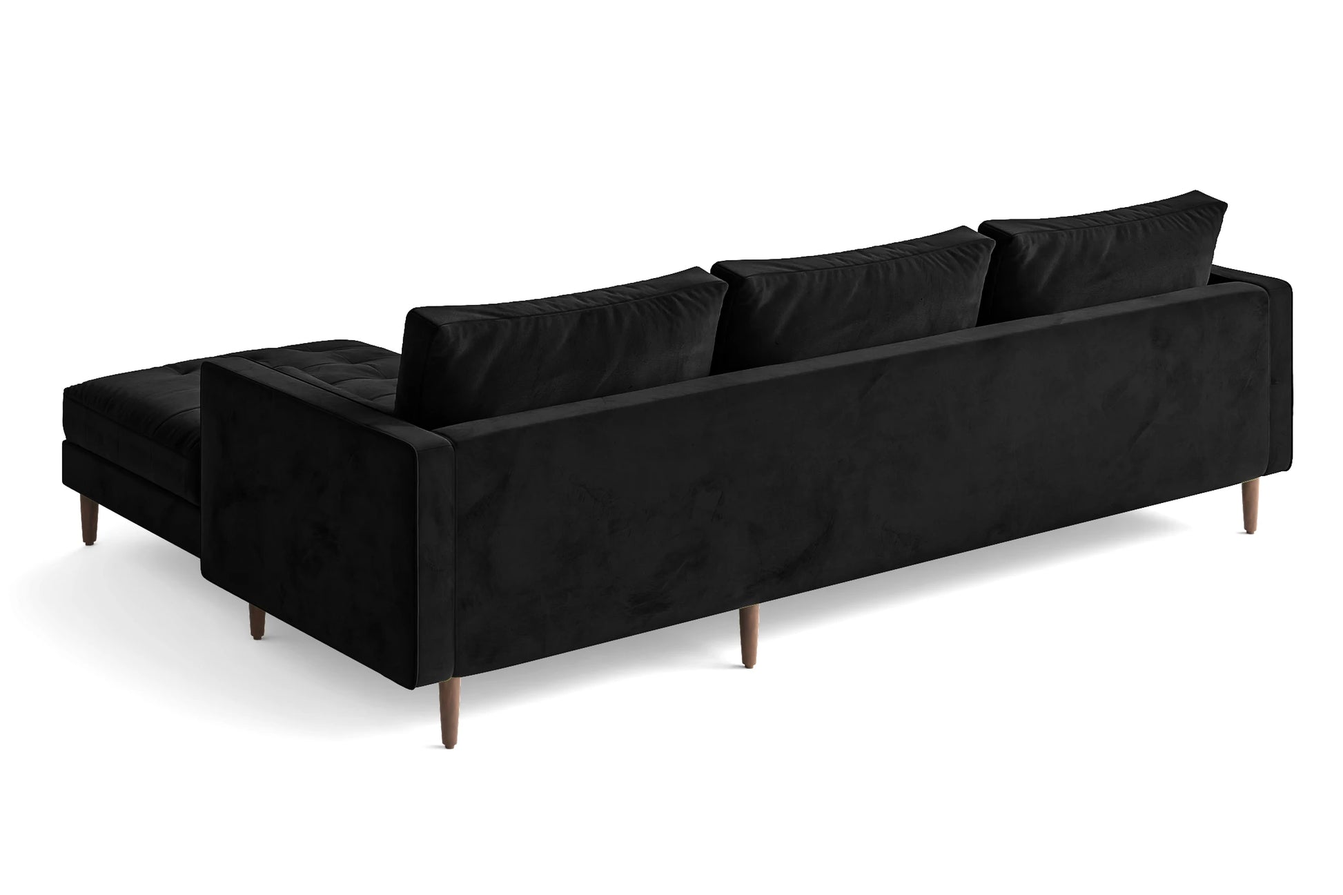 Gela 3 Seater Left Hand Facing Chaise Lounge Corner Sofa Black Velvet