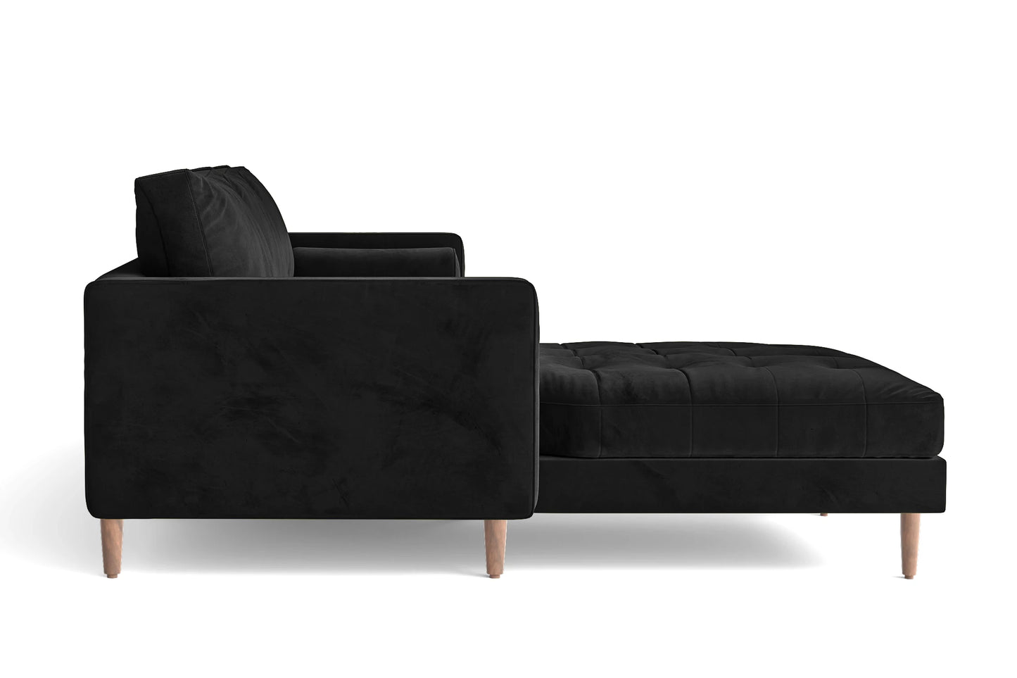 Gela 3 Seater Left Hand Facing Chaise Lounge Corner Sofa Black Velvet