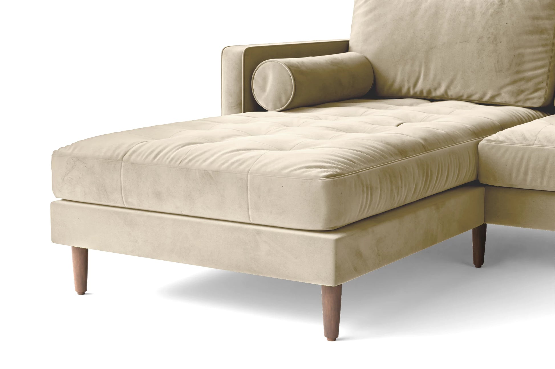 Gela 3 Seater Left Hand Facing Chaise Lounge Corner Sofa Cream Velvet