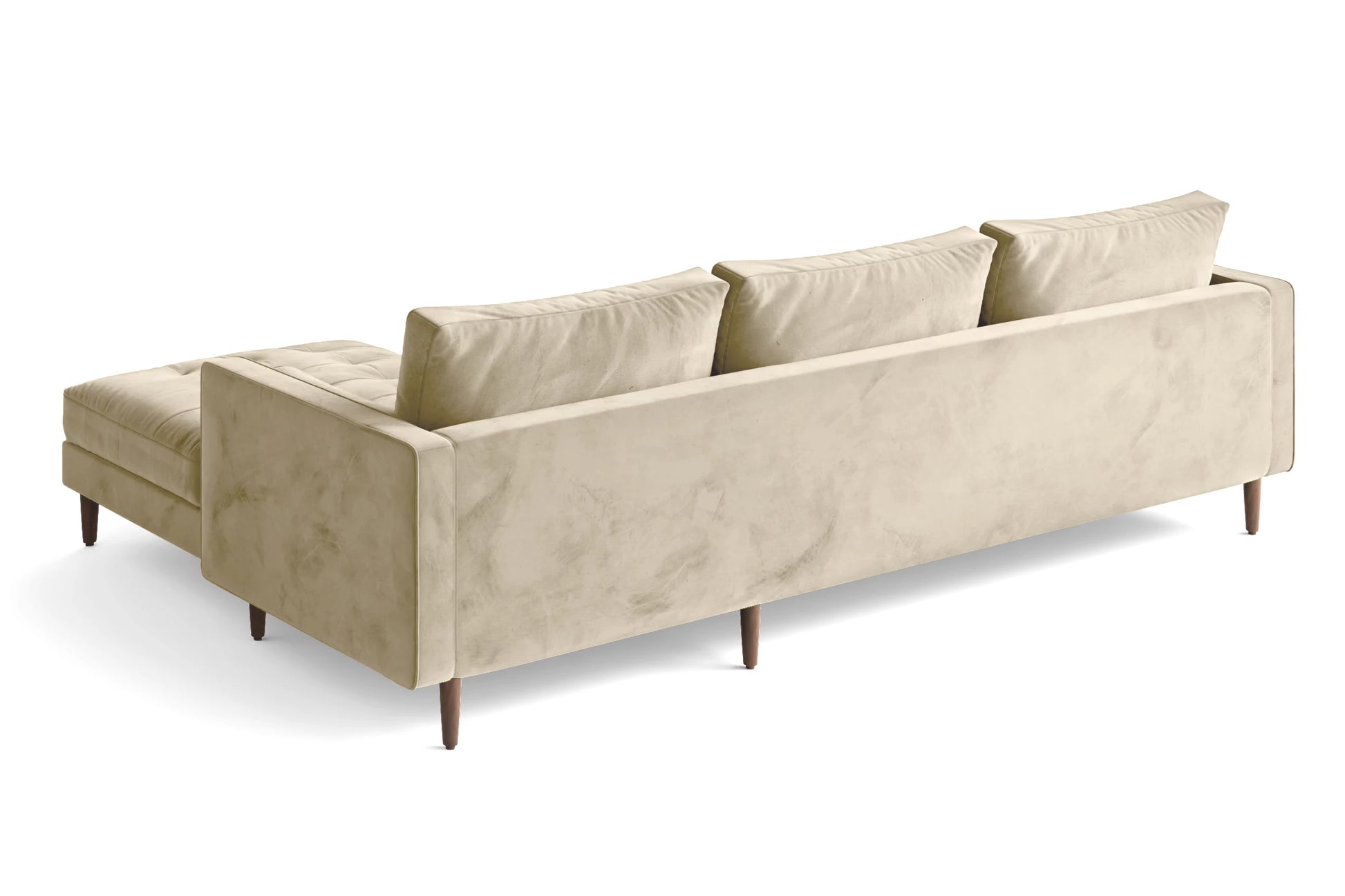 Gela 3 Seater Left Hand Facing Chaise Lounge Corner Sofa Cream Velvet