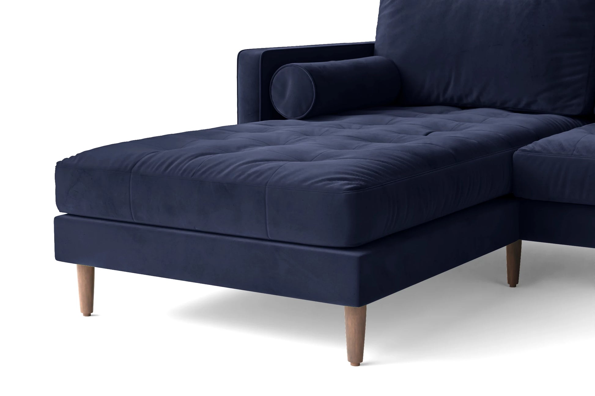 Gela 3 Seater Left Hand Facing Chaise Lounge Corner Sofa Dark Blue Velvet