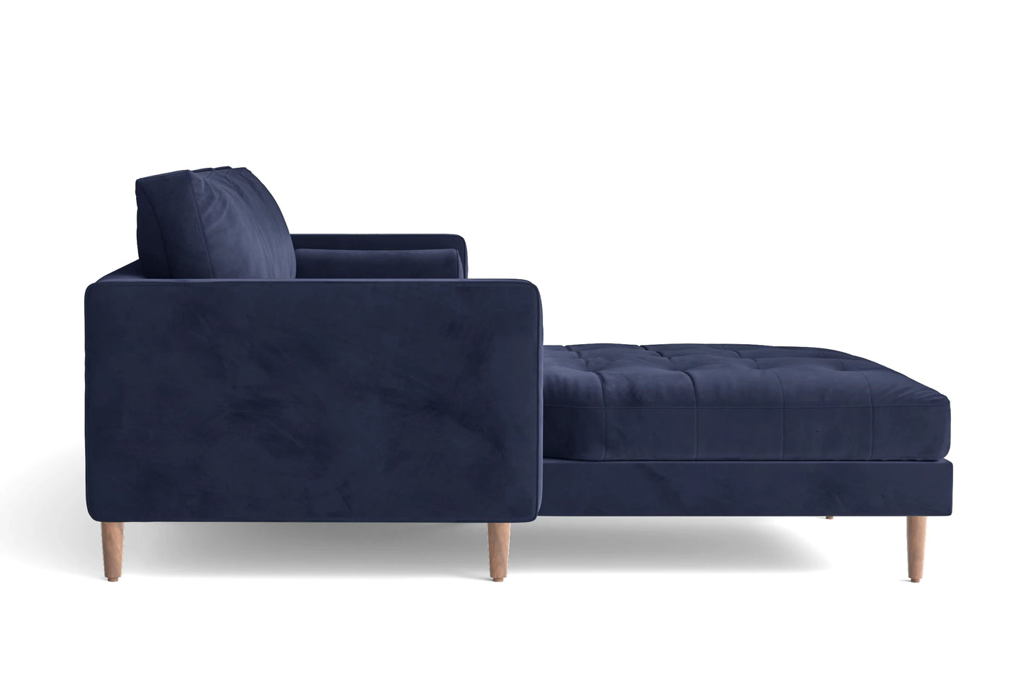 Gela 3 Seater Left Hand Facing Chaise Lounge Corner Sofa Dark Blue Velvet