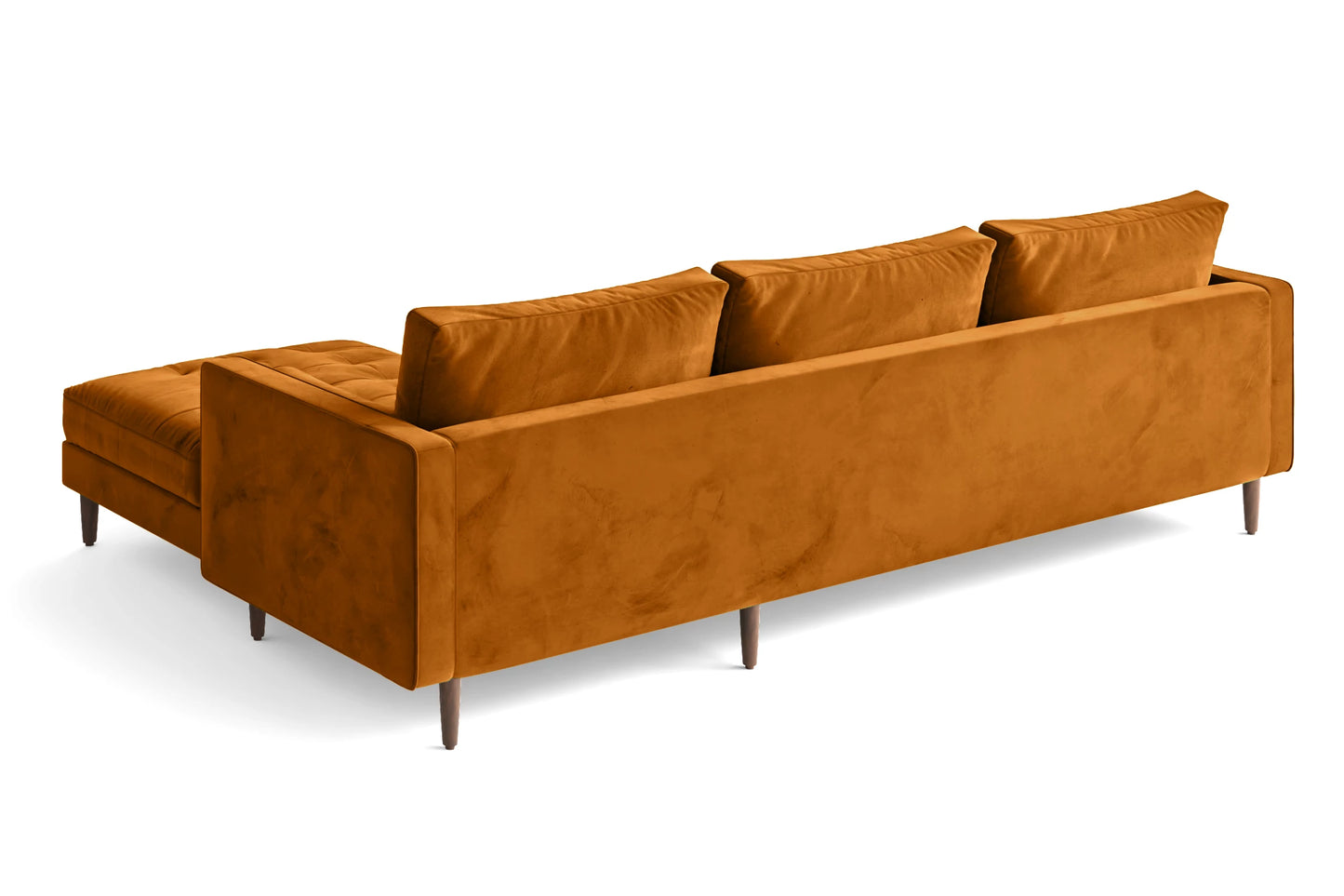 Gela 3 Seater Left Hand Facing Chaise Lounge Corner Sofa Gold Velvet