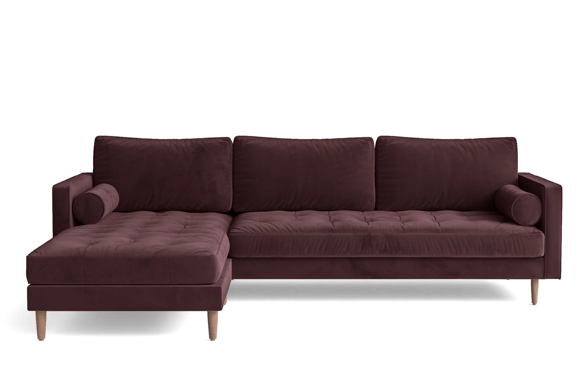 Gela 3 Seater Left Hand Facing Chaise Lounge Corner Sofa Grape Velvet