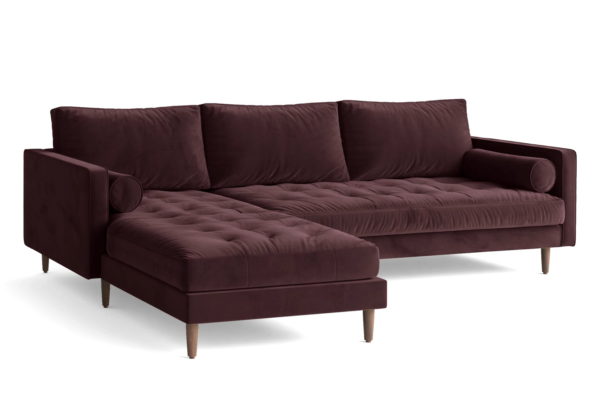 Gela 3 Seater Left Hand Facing Chaise Lounge Corner Sofa Grape Velvet