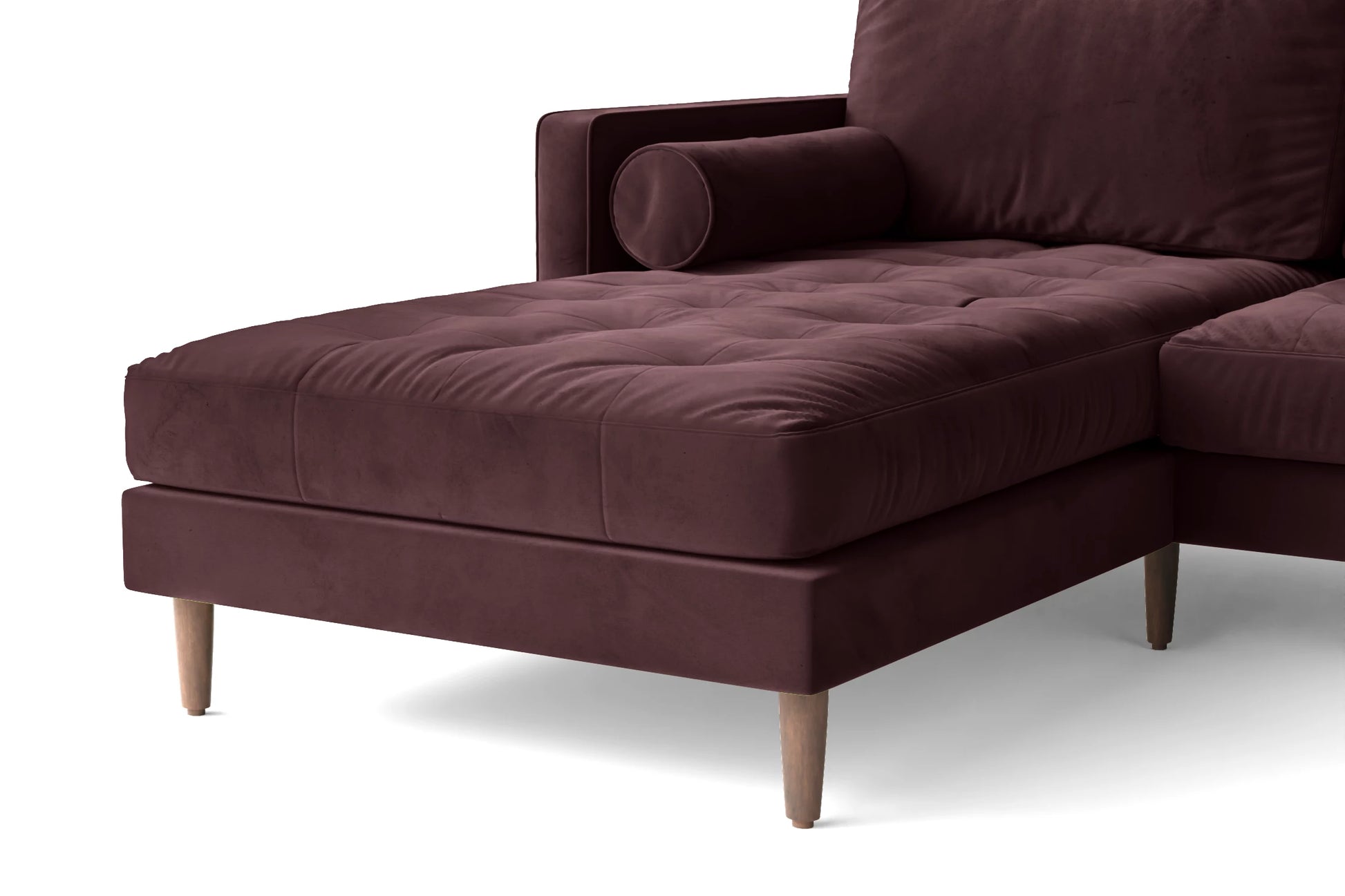 Gela 3 Seater Left Hand Facing Chaise Lounge Corner Sofa Grape Velvet