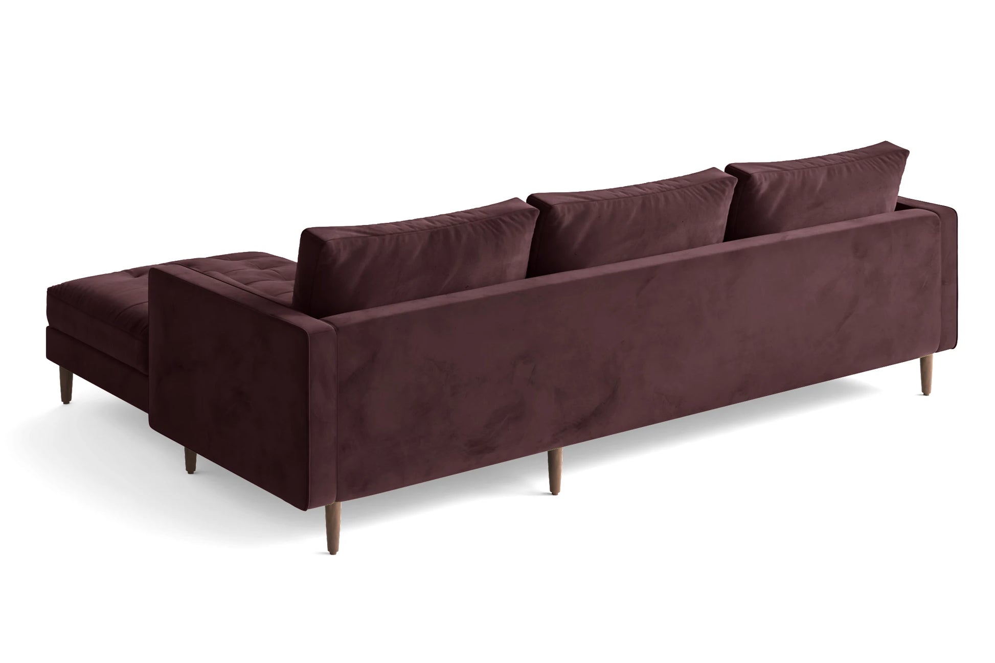 Gela 3 Seater Left Hand Facing Chaise Lounge Corner Sofa Grape Velvet