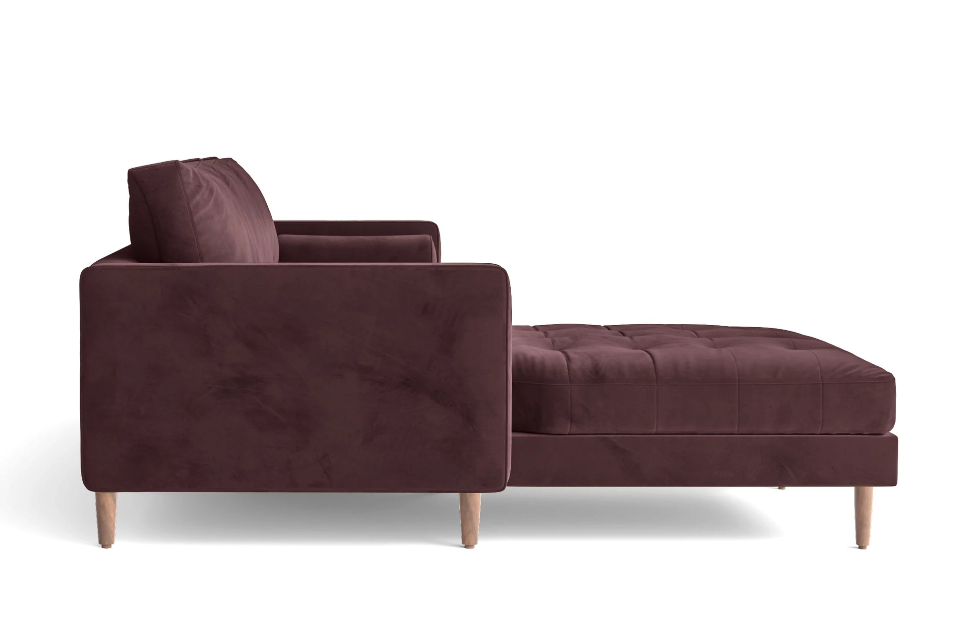 Gela 3 Seater Left Hand Facing Chaise Lounge Corner Sofa Grape Velvet