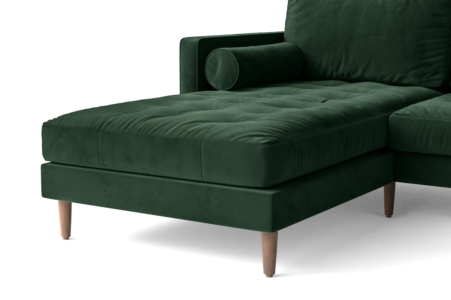 Gela 3 Seater Left Hand Facing Chaise Lounge Corner Sofa Green Velvet