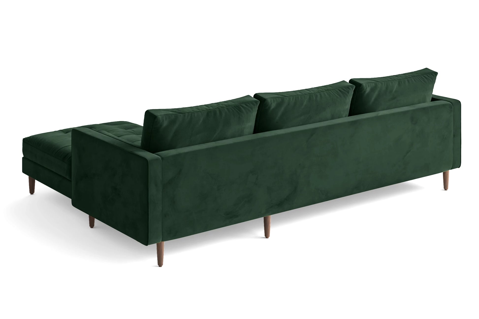 Gela 3 Seater Left Hand Facing Chaise Lounge Corner Sofa Green Velvet