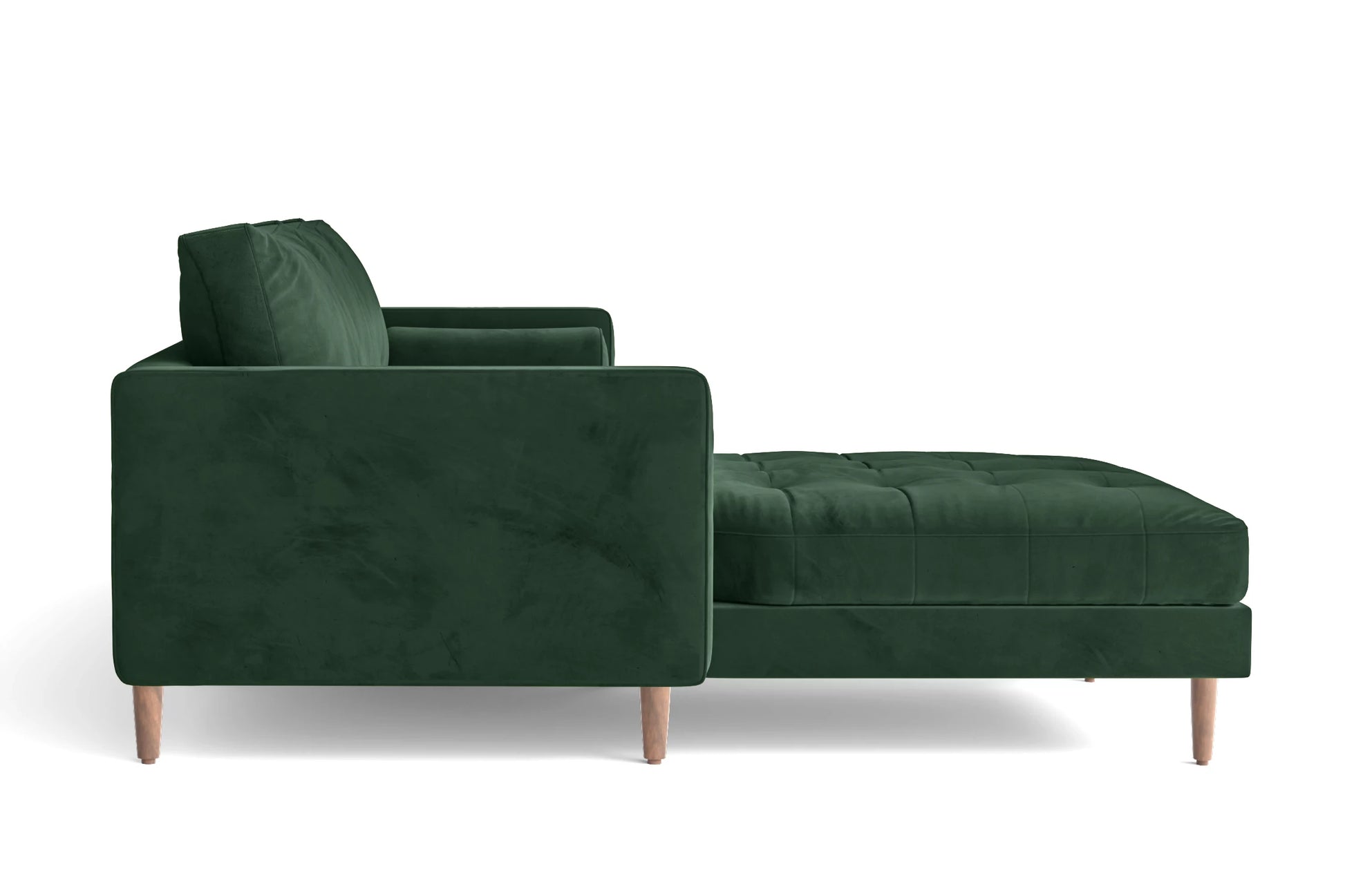 Gela 3 Seater Left Hand Facing Chaise Lounge Corner Sofa Green Velvet