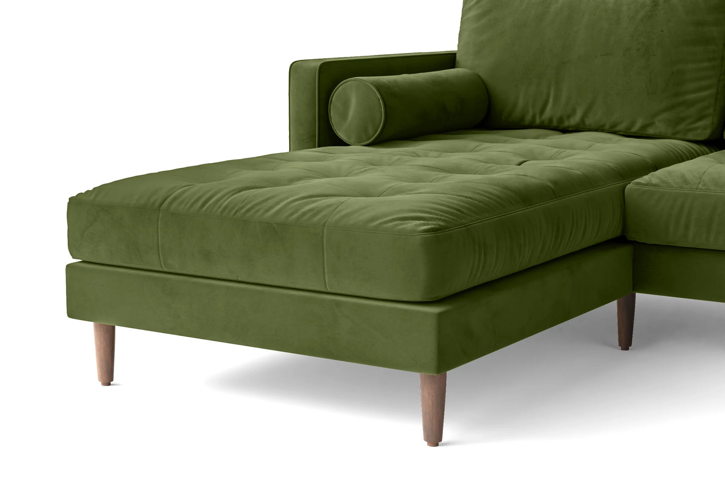 Gela 3 Seater Left Hand Facing Chaise Lounge Corner Sofa Lime Velvet