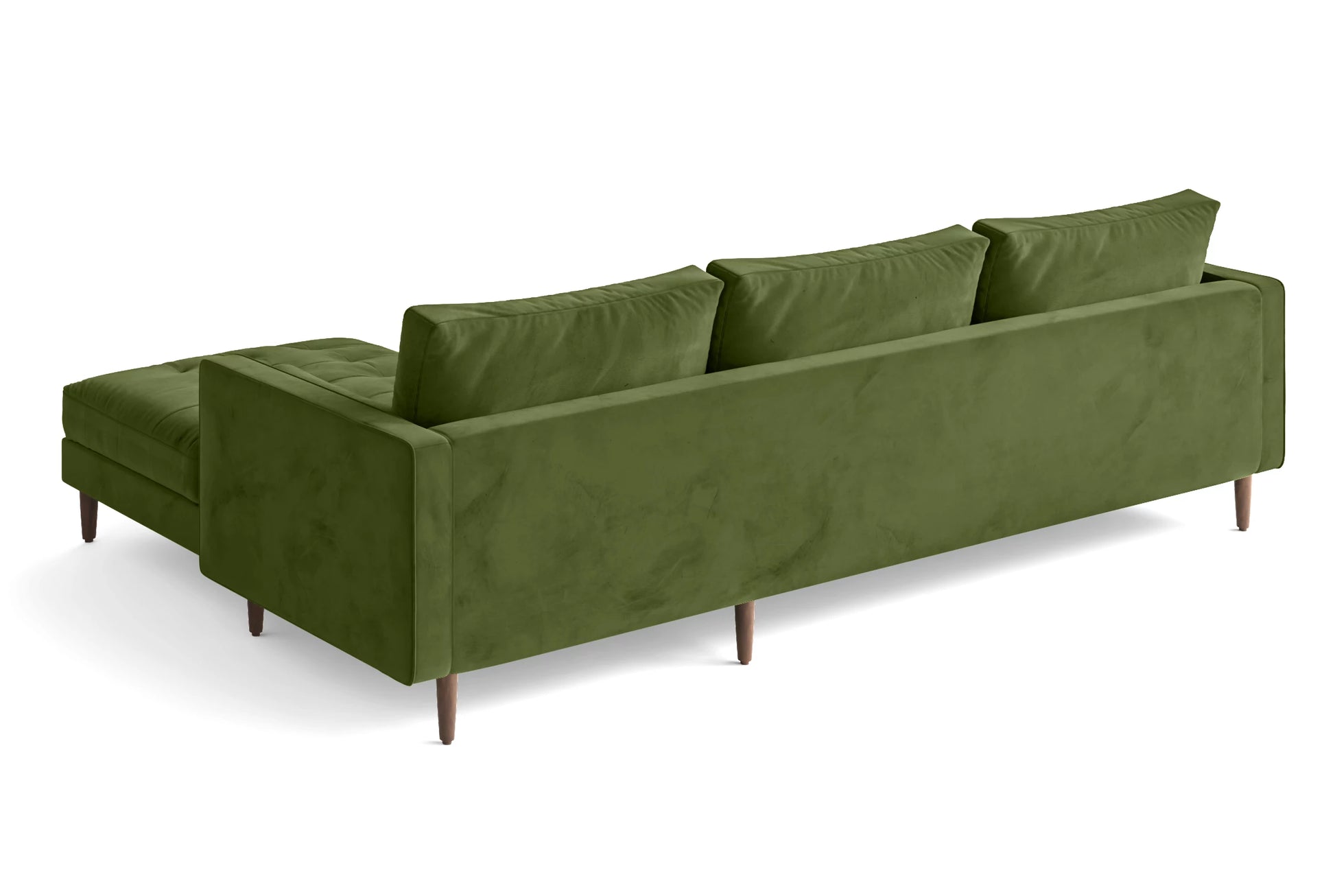 Gela 3 Seater Left Hand Facing Chaise Lounge Corner Sofa Lime Velvet