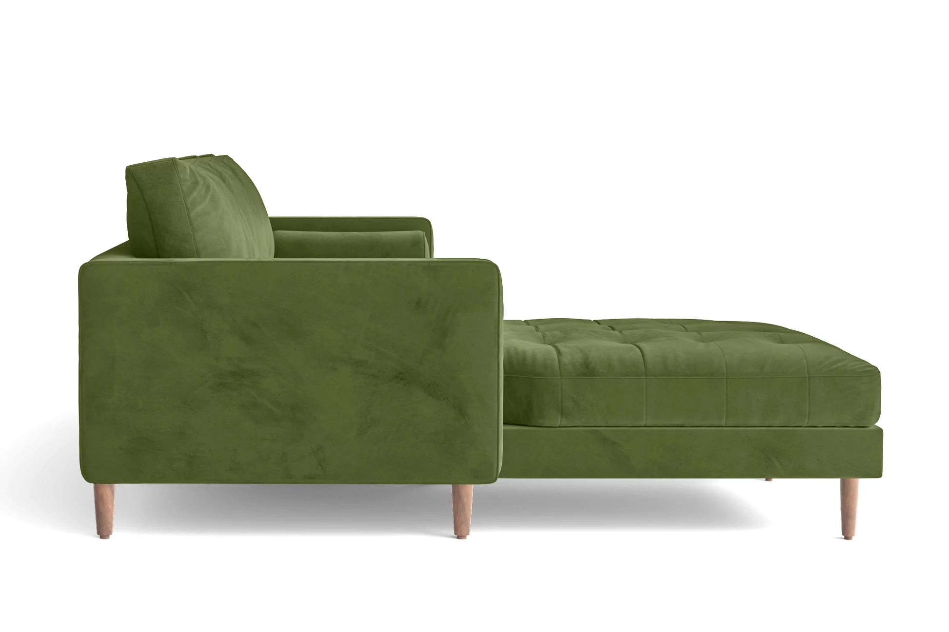 Gela 3 Seater Left Hand Facing Chaise Lounge Corner Sofa Lime Velvet