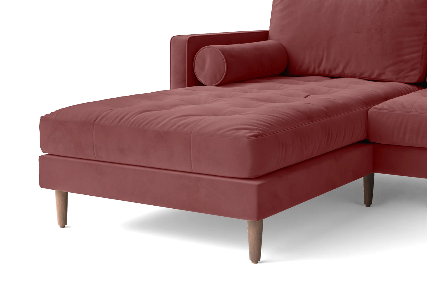 Gela 3 Seater Left Hand Facing Chaise Lounge Corner Sofa Pink Velvet