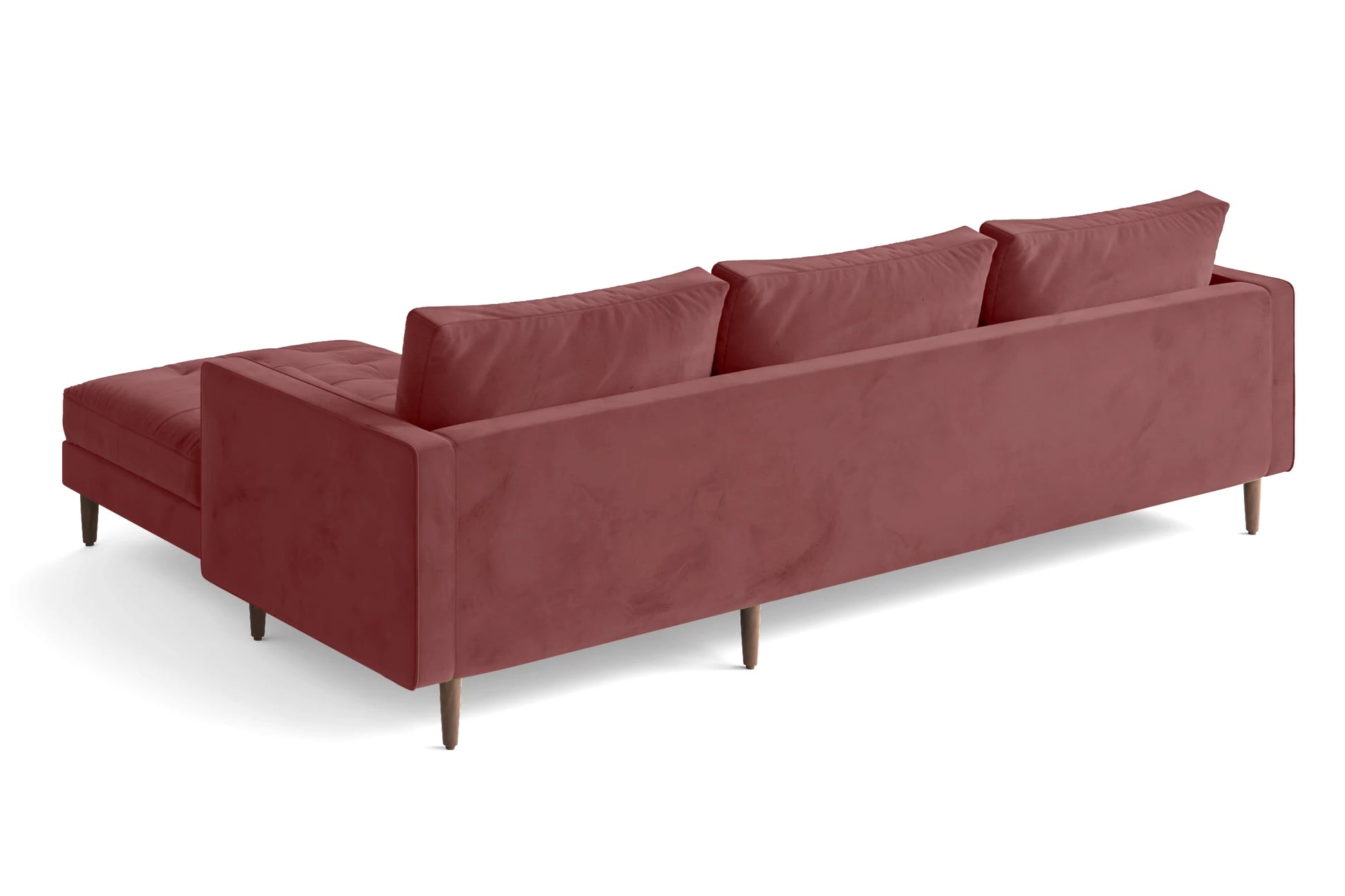 Gela 3 Seater Left Hand Facing Chaise Lounge Corner Sofa Pink Velvet