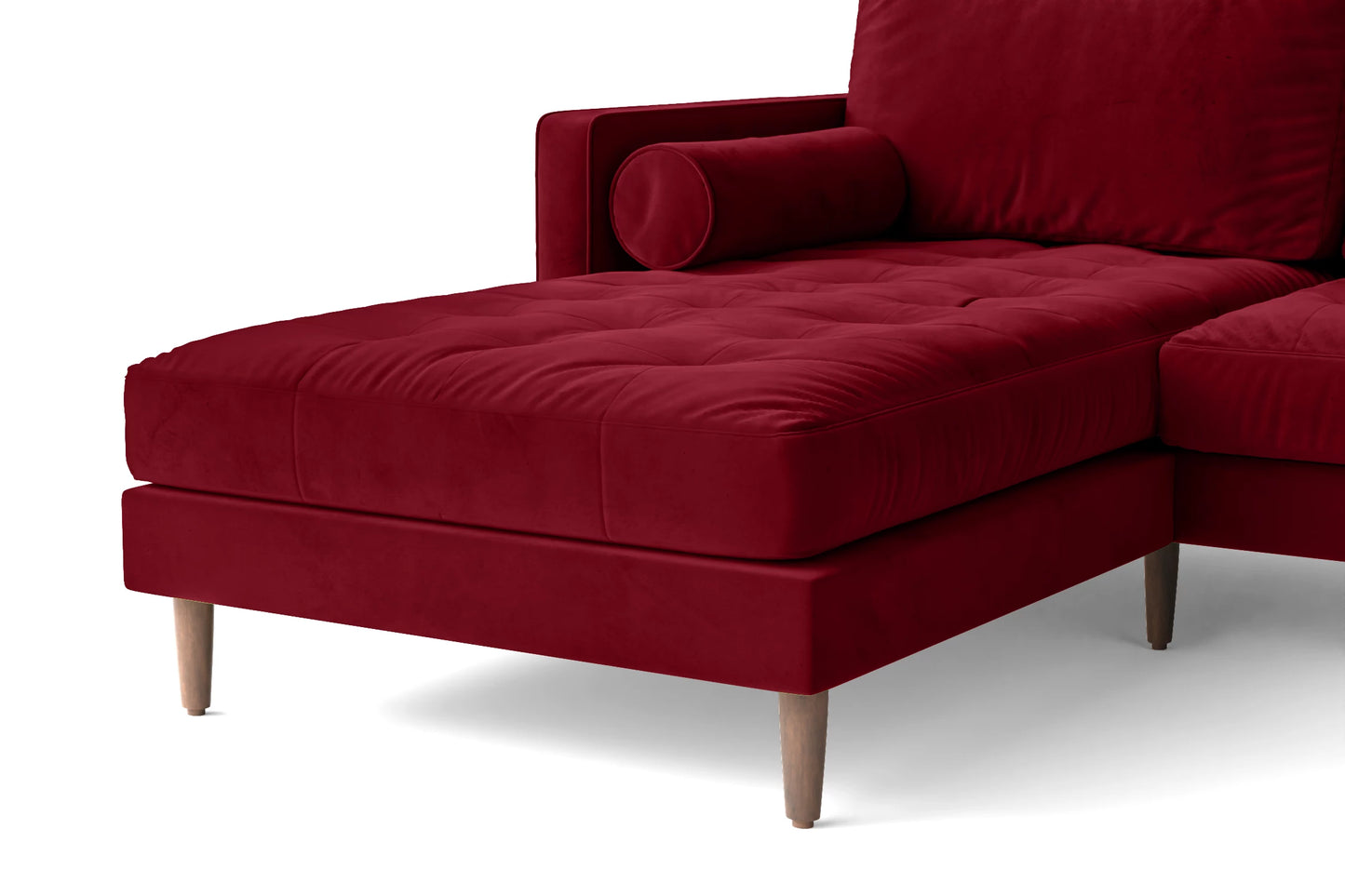 Gela 3 Seater Left Hand Facing Chaise Lounge Corner Sofa Red Velvet