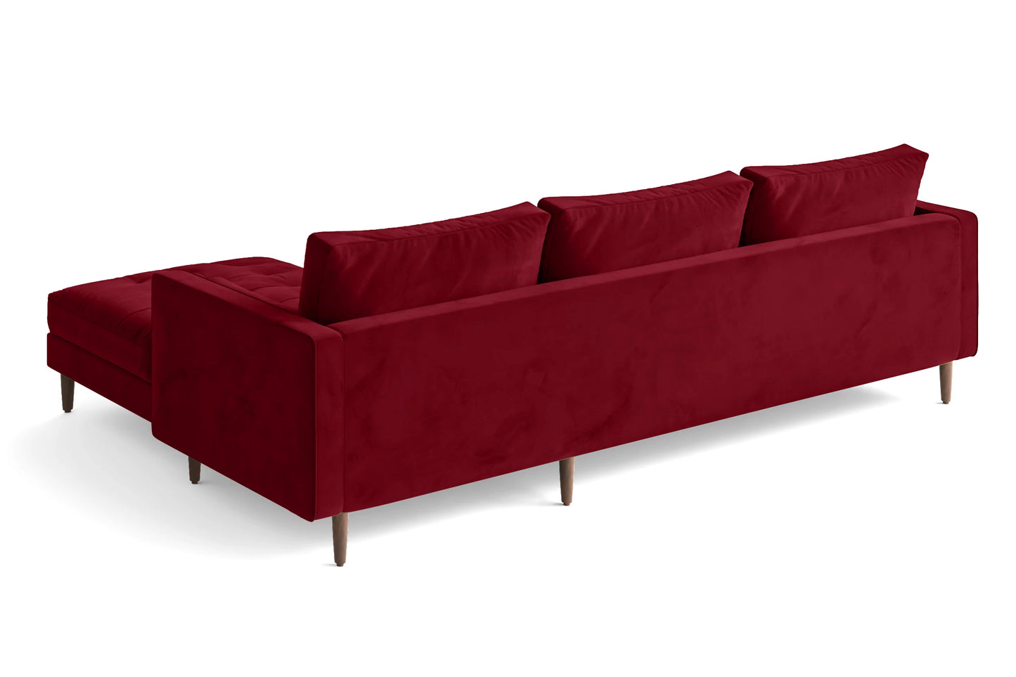 Gela 3 Seater Left Hand Facing Chaise Lounge Corner Sofa Red Velvet