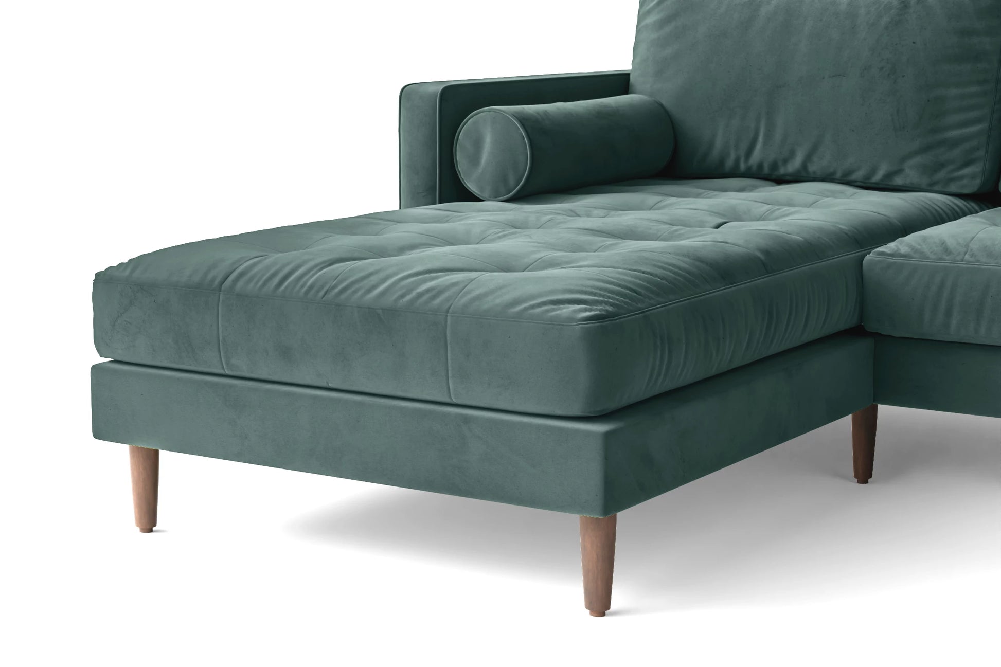 Gela 3 Seater Left Hand Facing Chaise Lounge Corner Sofa Teal Velvet