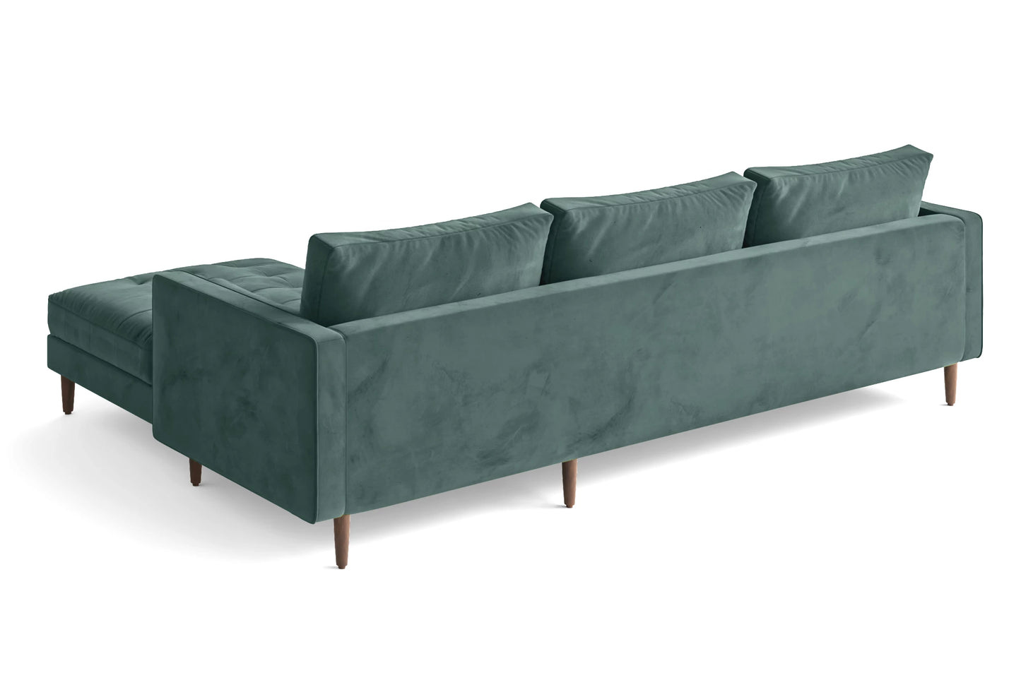 Gela 3 Seater Left Hand Facing Chaise Lounge Corner Sofa Teal Velvet