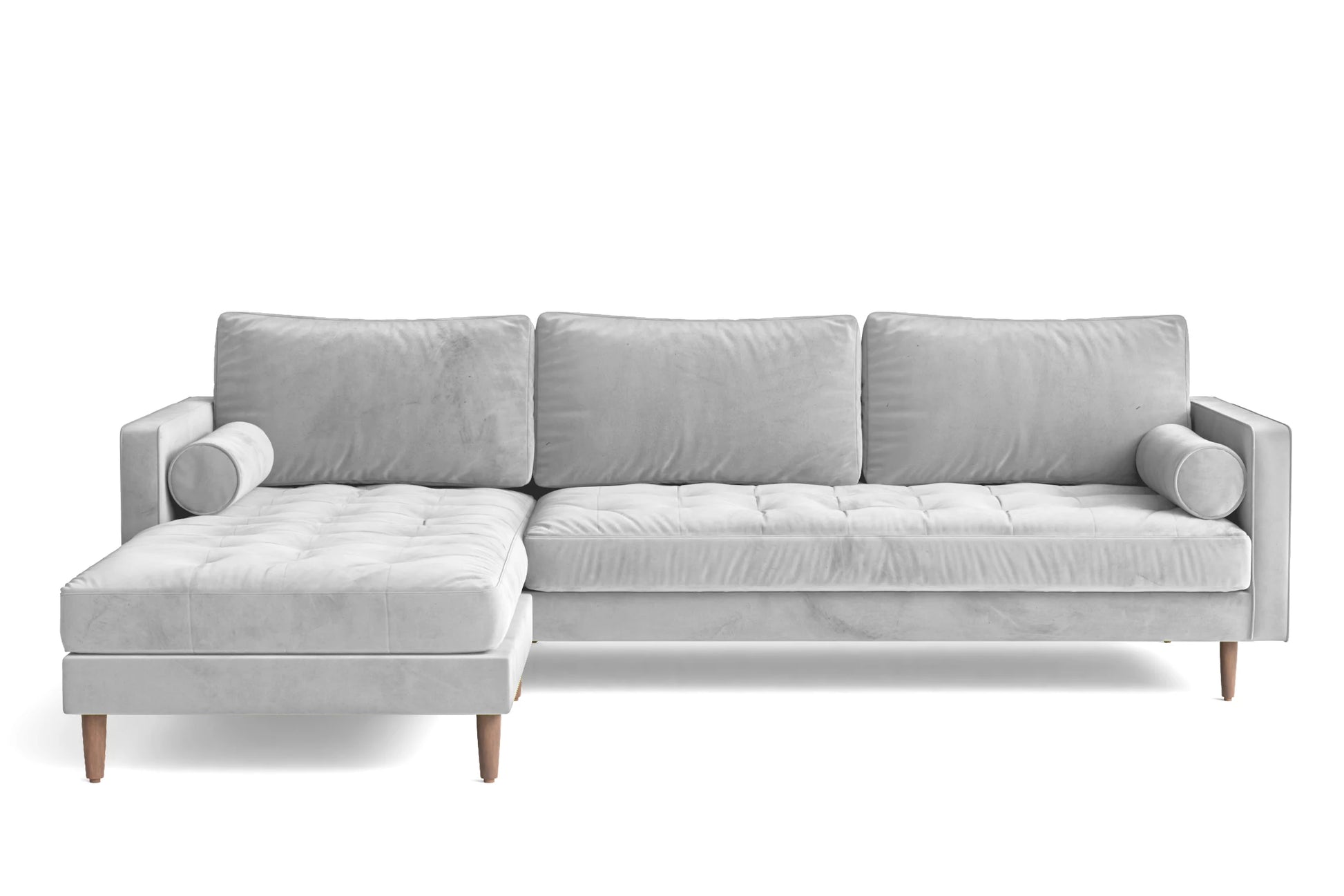 Gela 3 Seater Left Hand Facing Chaise Lounge Corner Sofa White Velvet