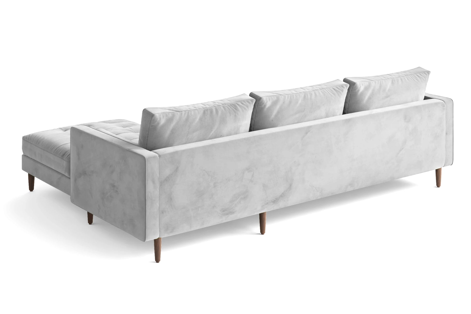 Gela 3 Seater Left Hand Facing Chaise Lounge Corner Sofa White Velvet