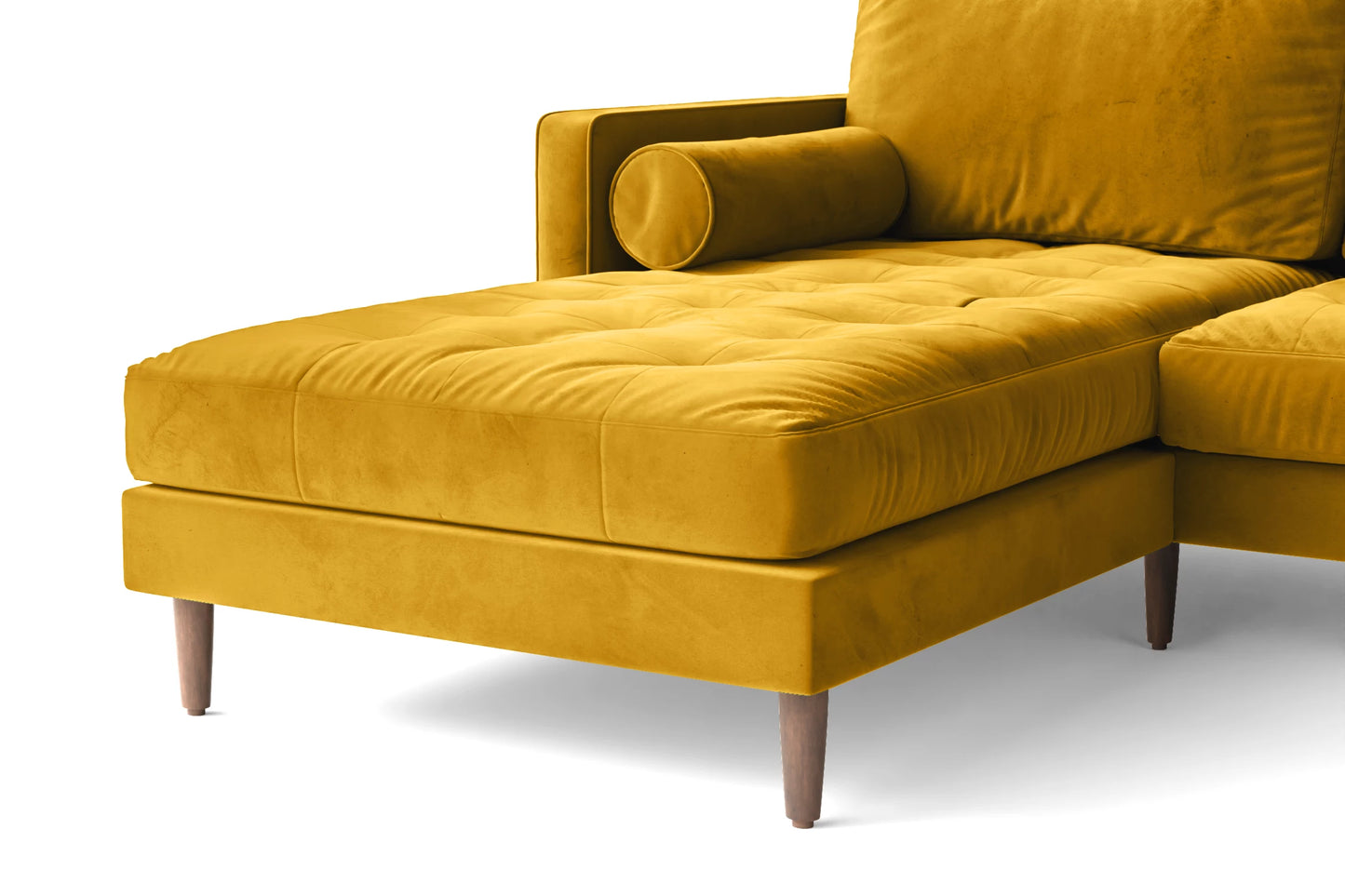 Gela 3 Seater Left Hand Facing Chaise Lounge Corner Sofa Yellow Velvet