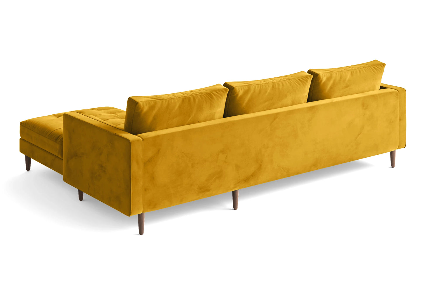 Gela 3 Seater Left Hand Facing Chaise Lounge Corner Sofa Yellow Velvet