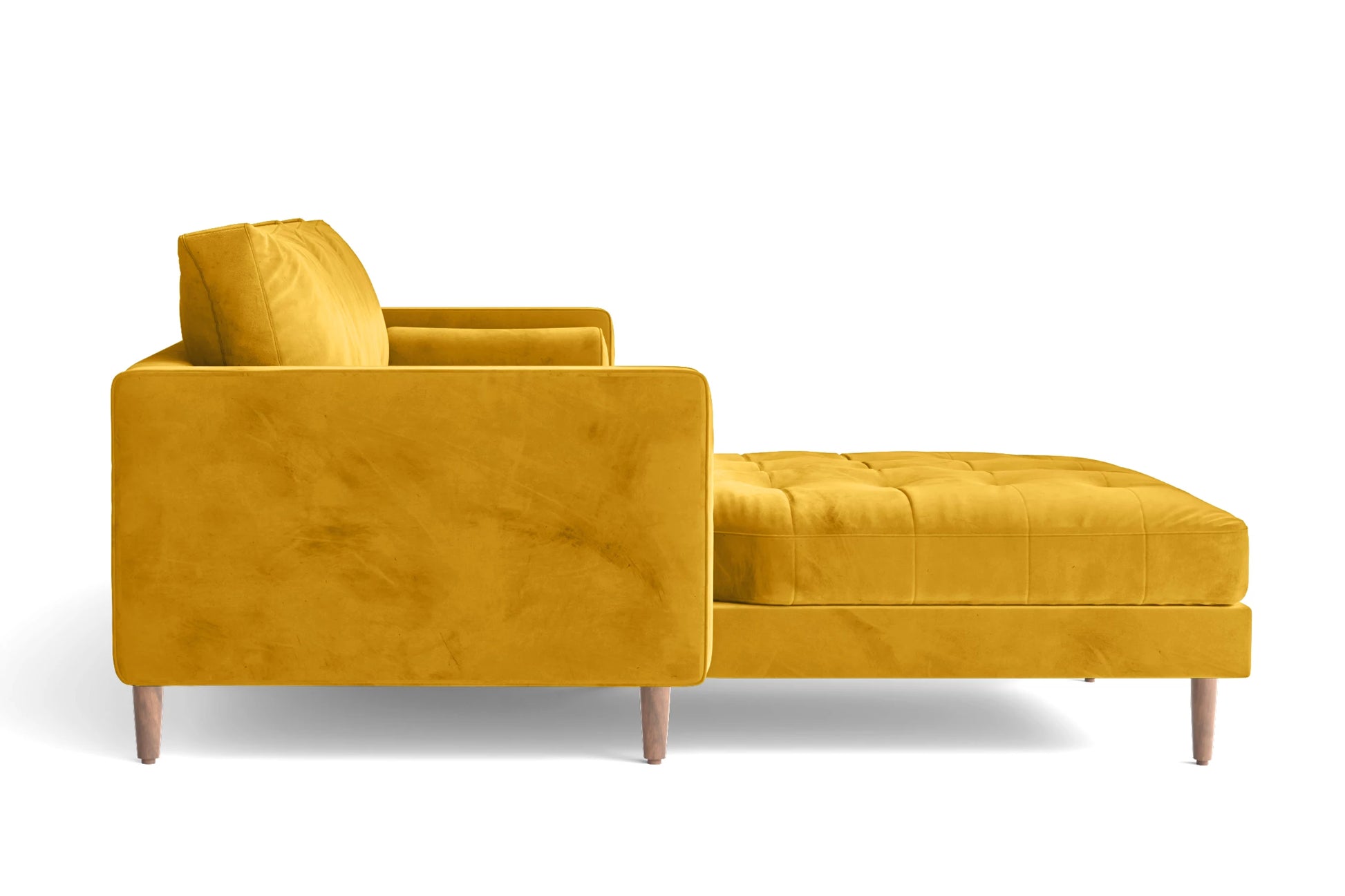 Gela 3 Seater Left Hand Facing Chaise Lounge Corner Sofa Yellow Velvet