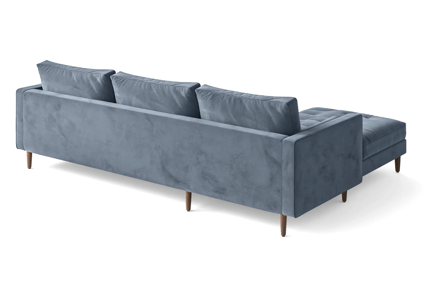 Gela 3 Seater Right Hand Facing Chaise Lounge Corner Sofa Baby Blue Velvet