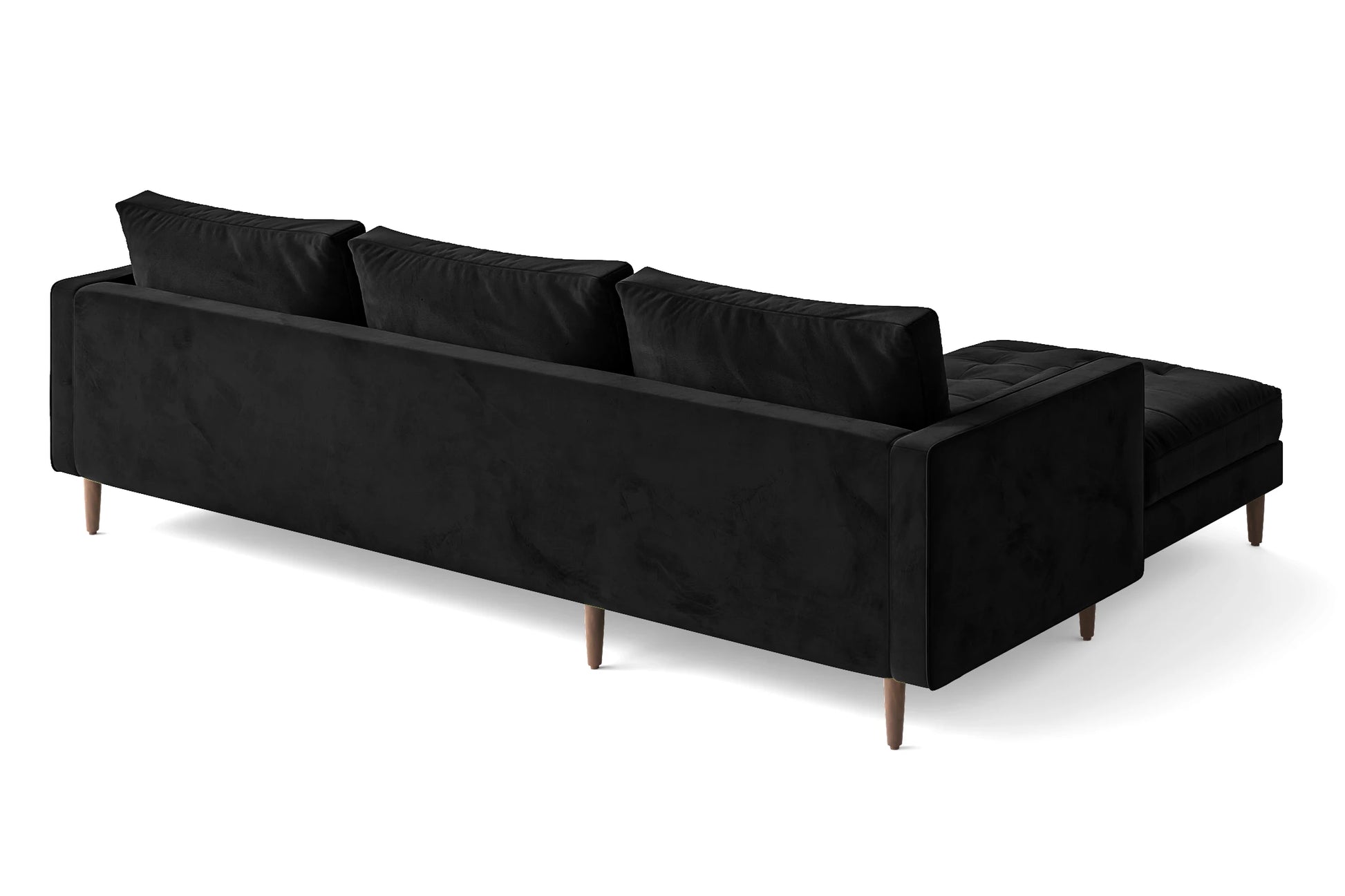 Gela 3 Seater Right Hand Facing Chaise Lounge Corner Sofa Black Velvet