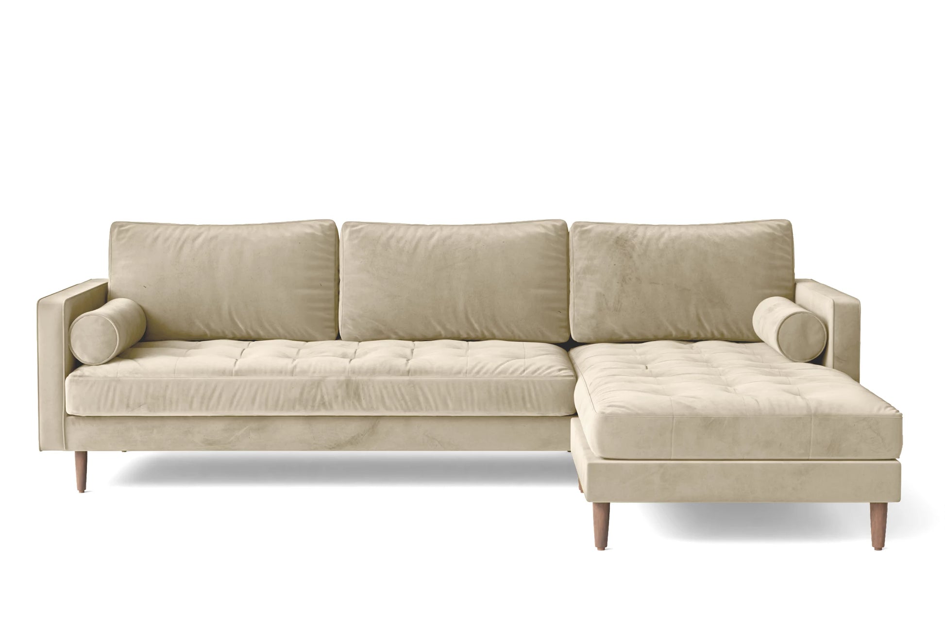 Gela 3 Seater Right Hand Facing Chaise Lounge Corner Sofa Cream Velvet