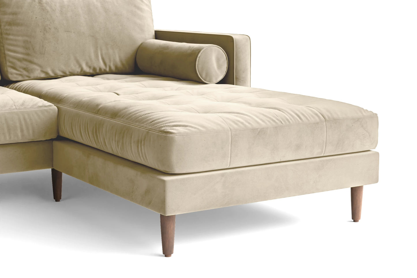 Gela 3 Seater Right Hand Facing Chaise Lounge Corner Sofa Cream Velvet