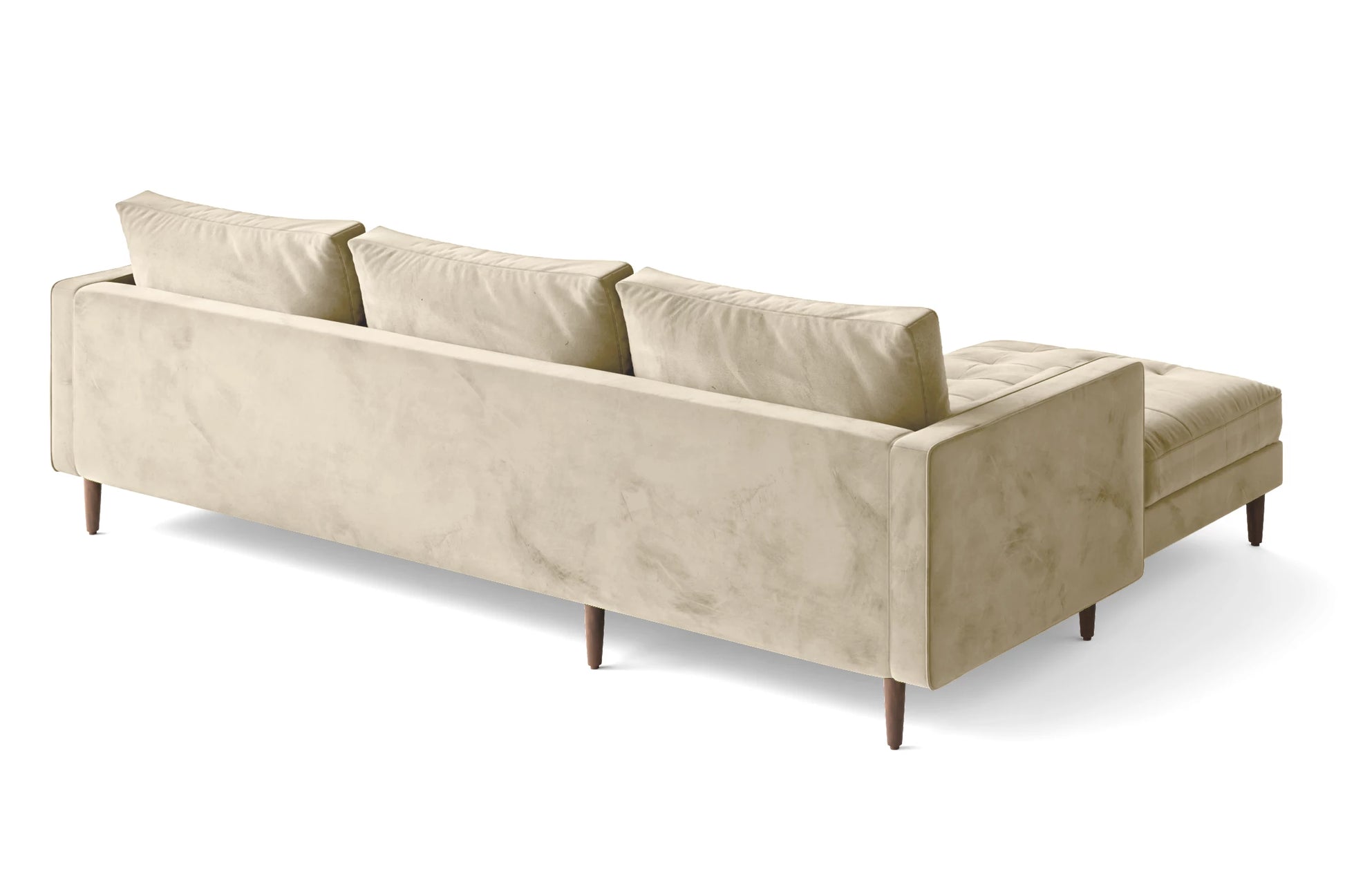 Gela 3 Seater Right Hand Facing Chaise Lounge Corner Sofa Cream Velvet