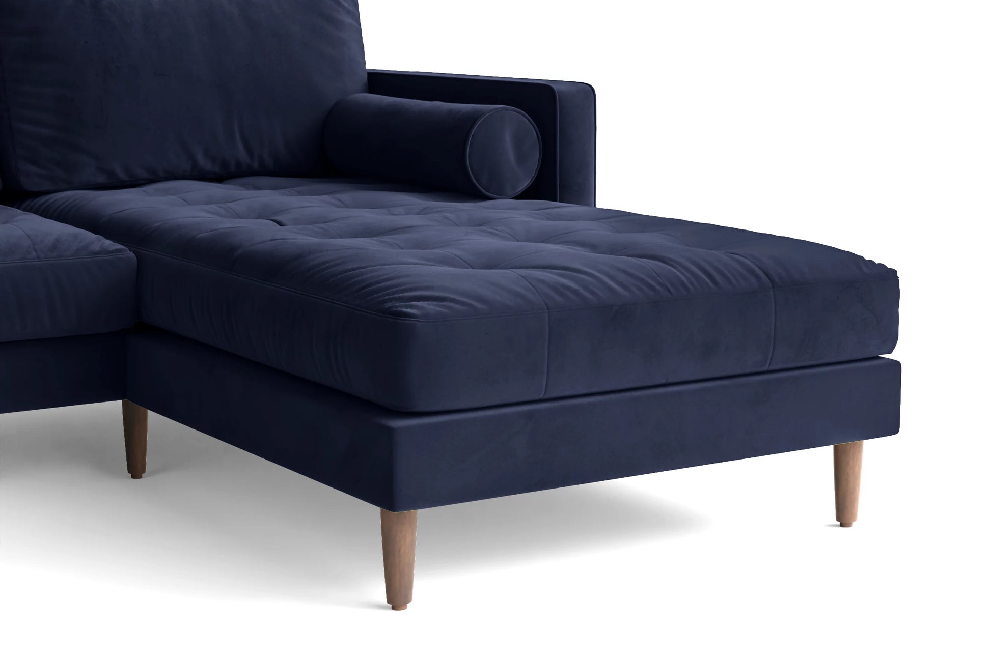 Gela 3 Seater Right Hand Facing Chaise Lounge Corner Sofa Dark Blue Velvet