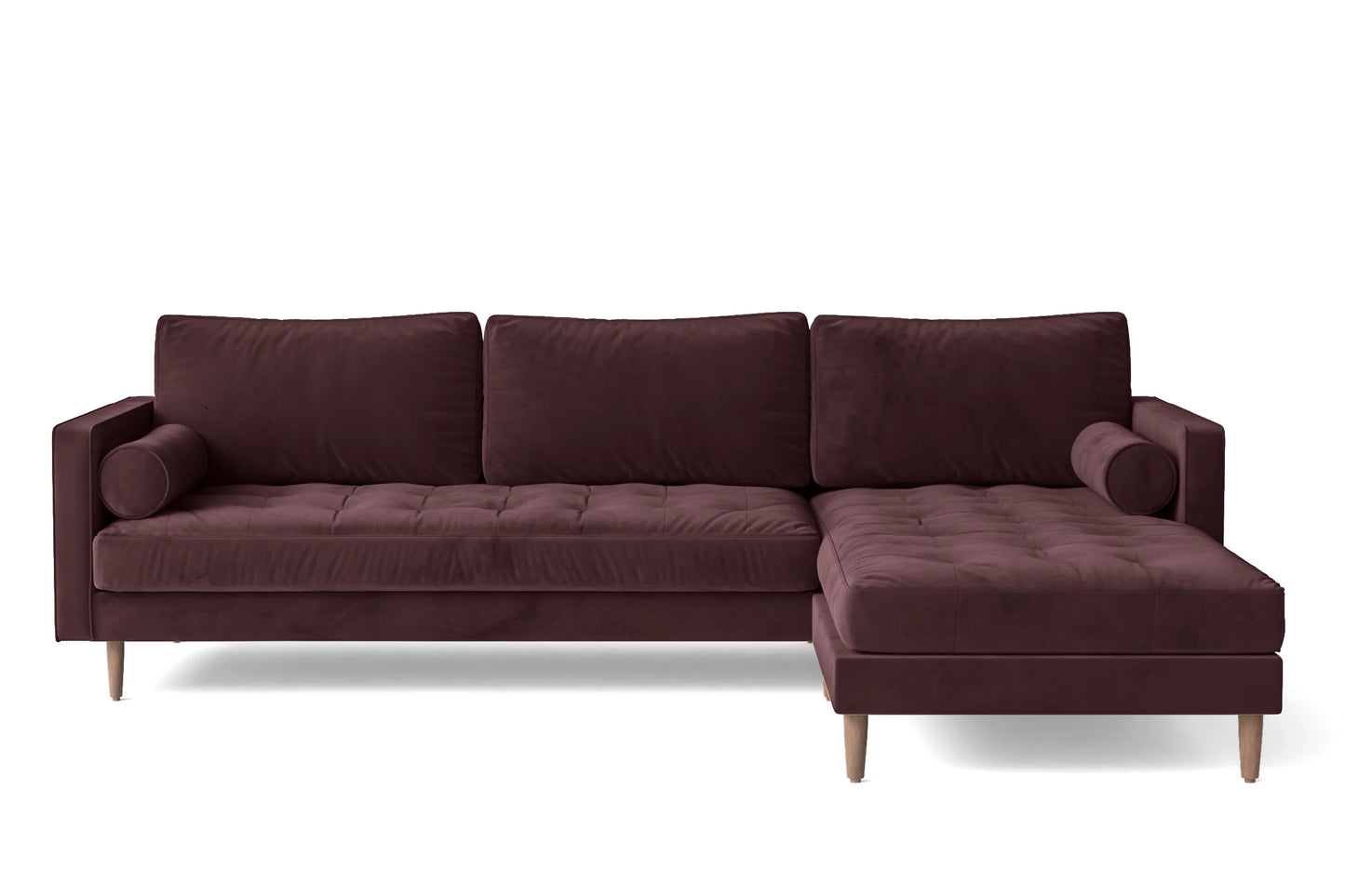 Gela 3 Seater Right Hand Facing Chaise Lounge Corner Sofa Grape Velvet