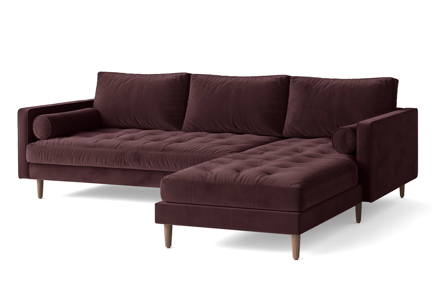 Gela 3 Seater Right Hand Facing Chaise Lounge Corner Sofa Grape Velvet