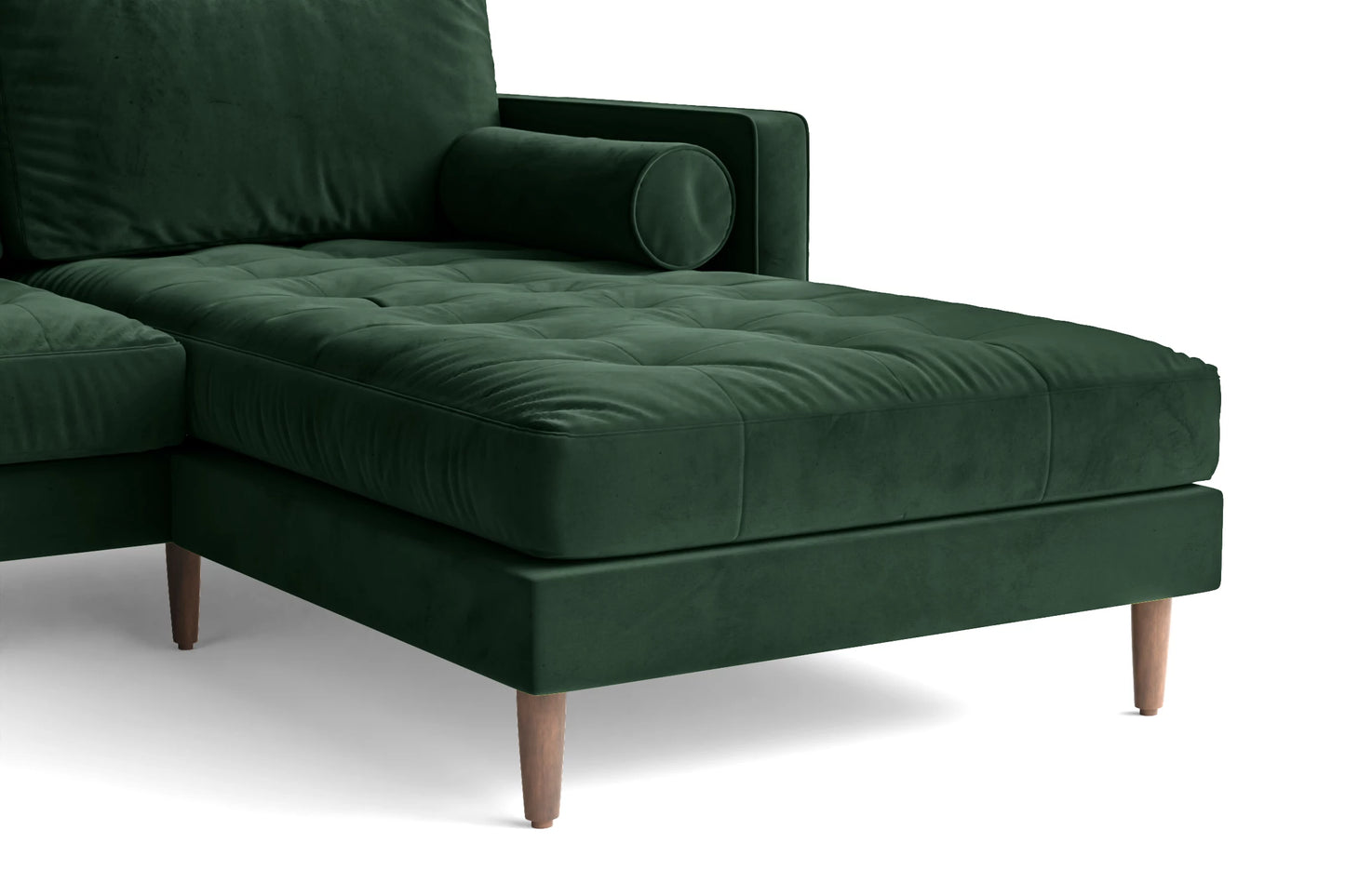 Gela 3 Seater Right Hand Facing Chaise Lounge Corner Sofa Green Velvet