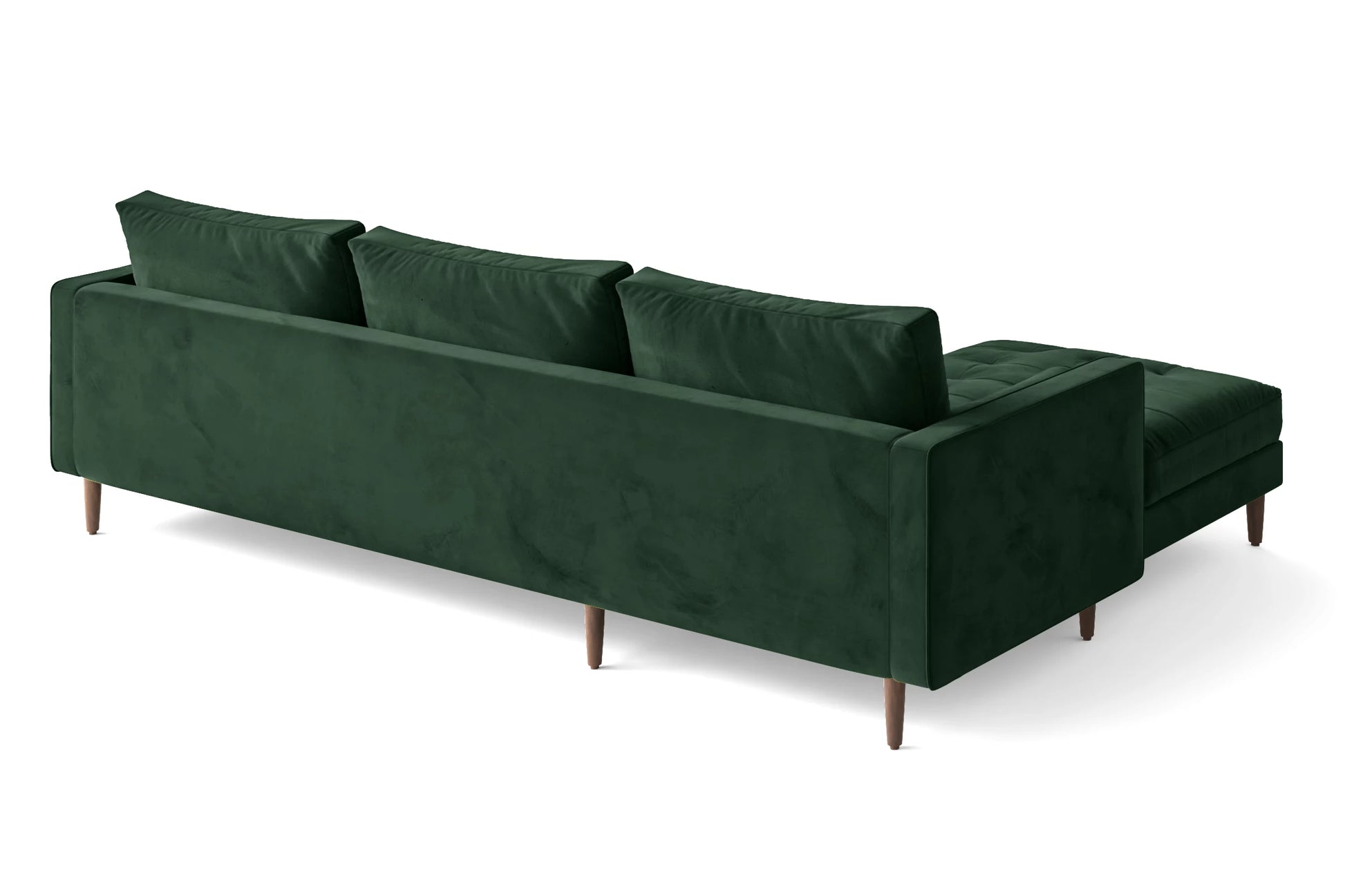 Gela 3 Seater Right Hand Facing Chaise Lounge Corner Sofa Green Velvet