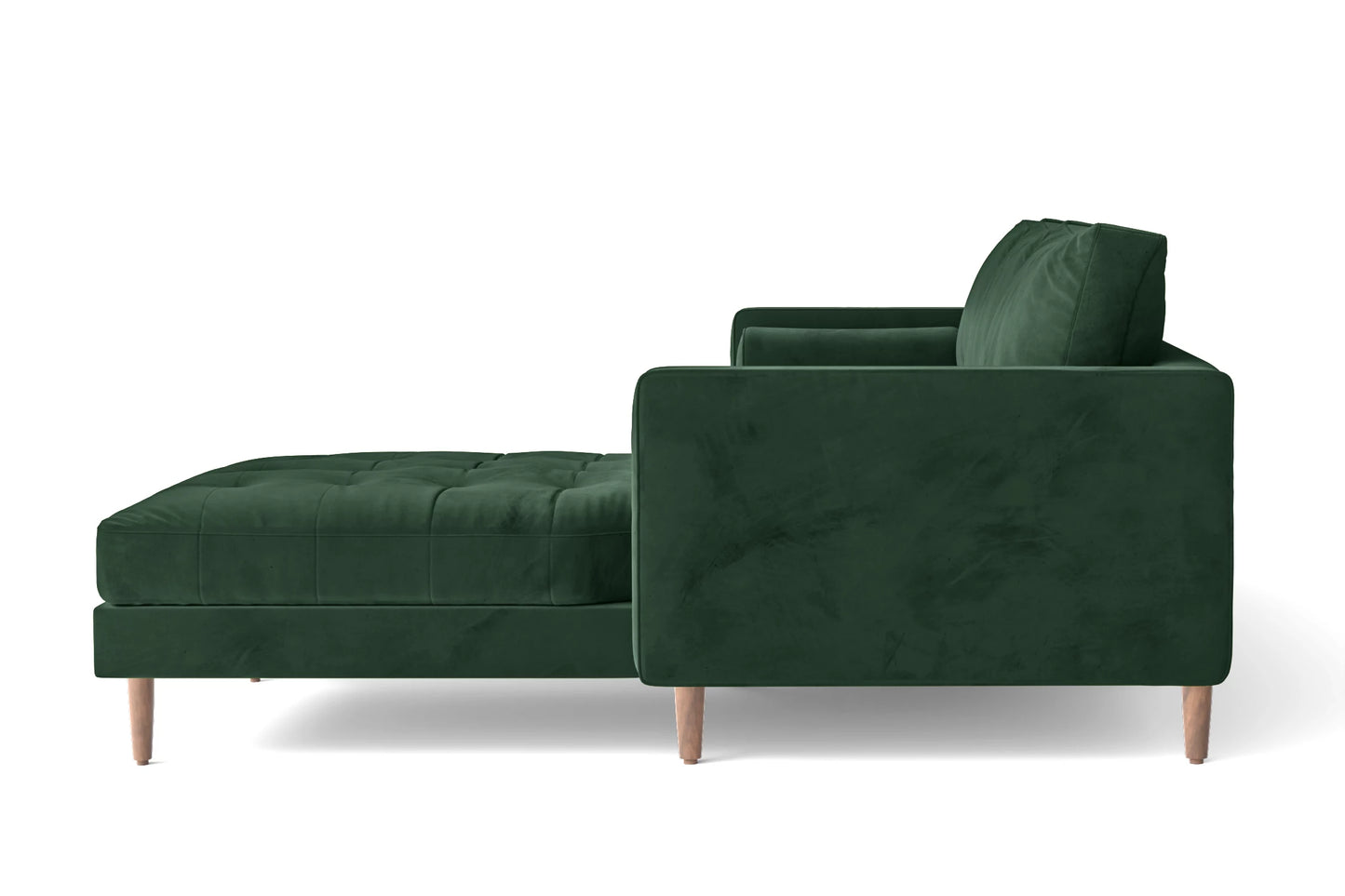 Gela 3 Seater Right Hand Facing Chaise Lounge Corner Sofa Green Velvet