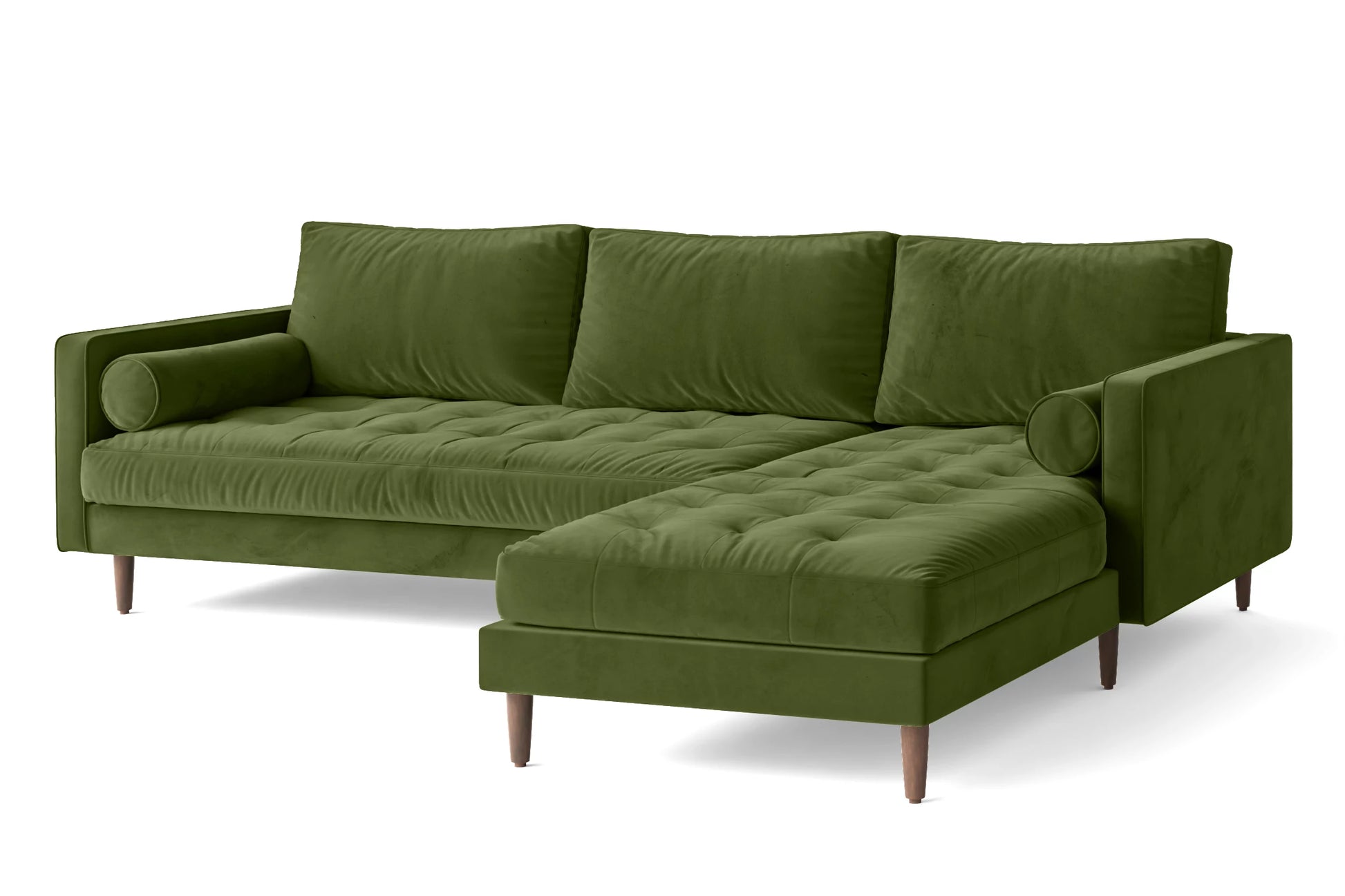 Gela 3 Seater Right Hand Facing Chaise Lounge Corner Sofa Lime Velvet