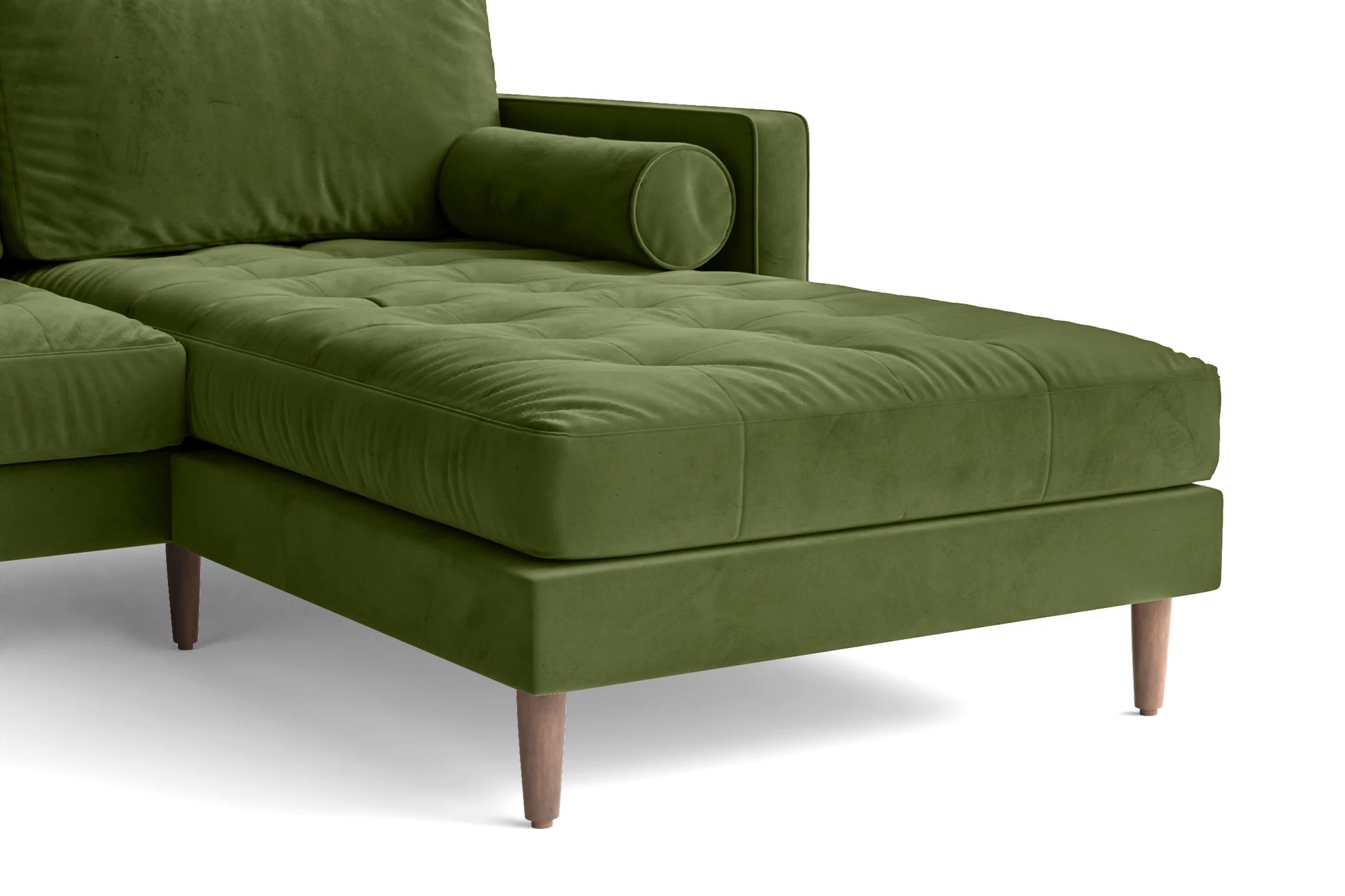 Gela 3 Seater Right Hand Facing Chaise Lounge Corner Sofa Lime Velvet