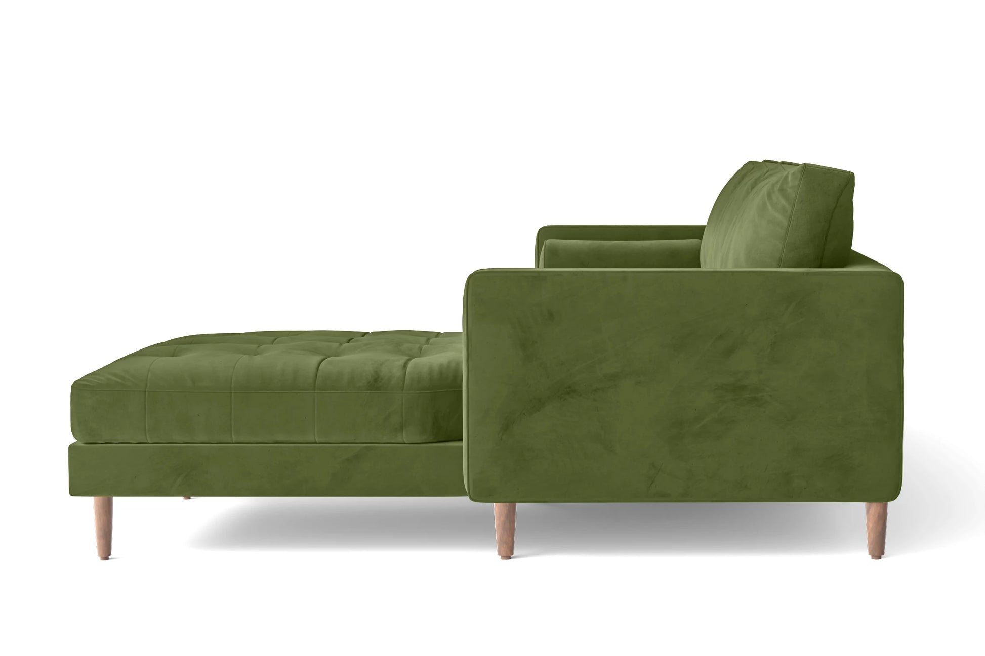 Gela 3 Seater Right Hand Facing Chaise Lounge Corner Sofa Lime Velvet